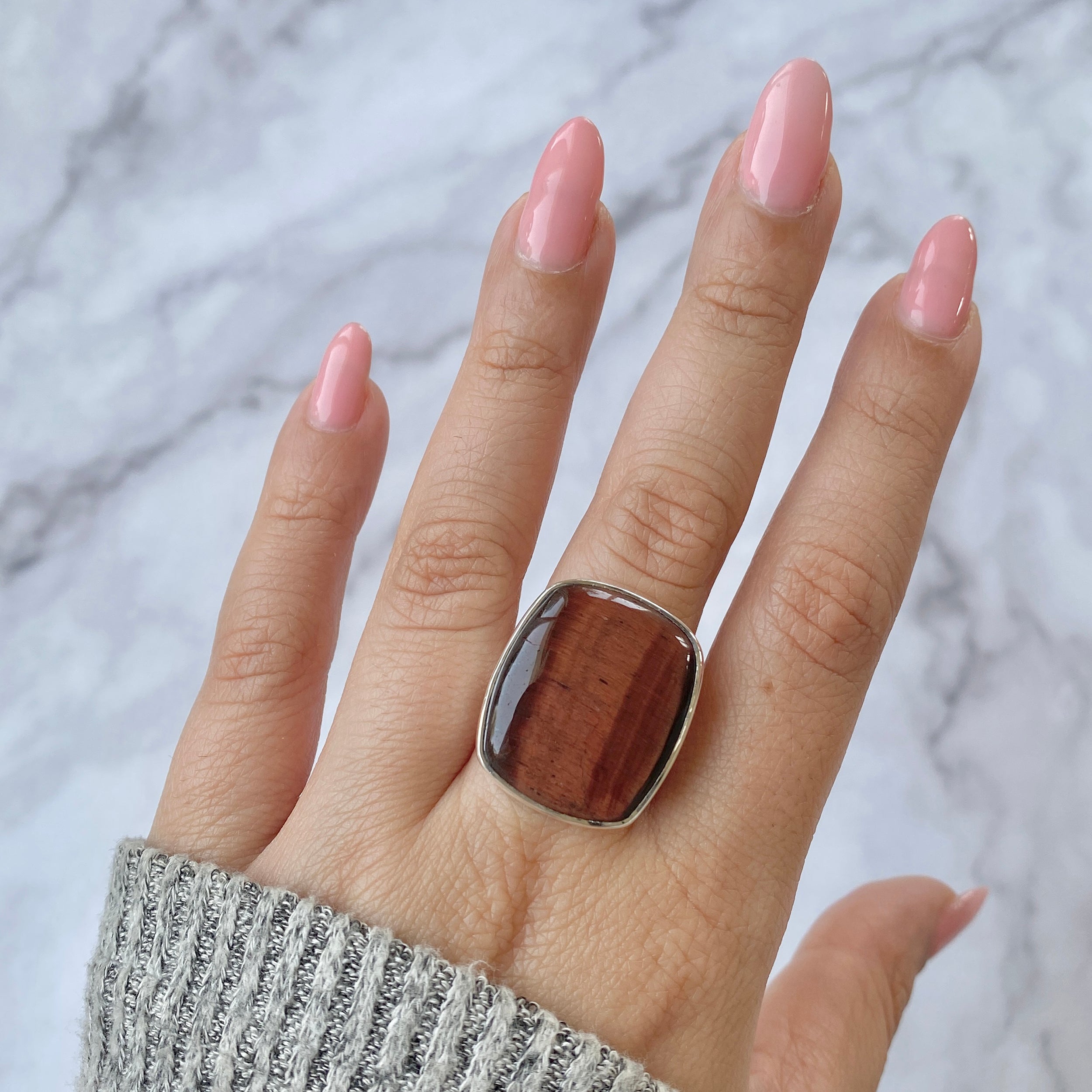 Red Tiger Eye Adjustable Ring-(RTE-R-28.)