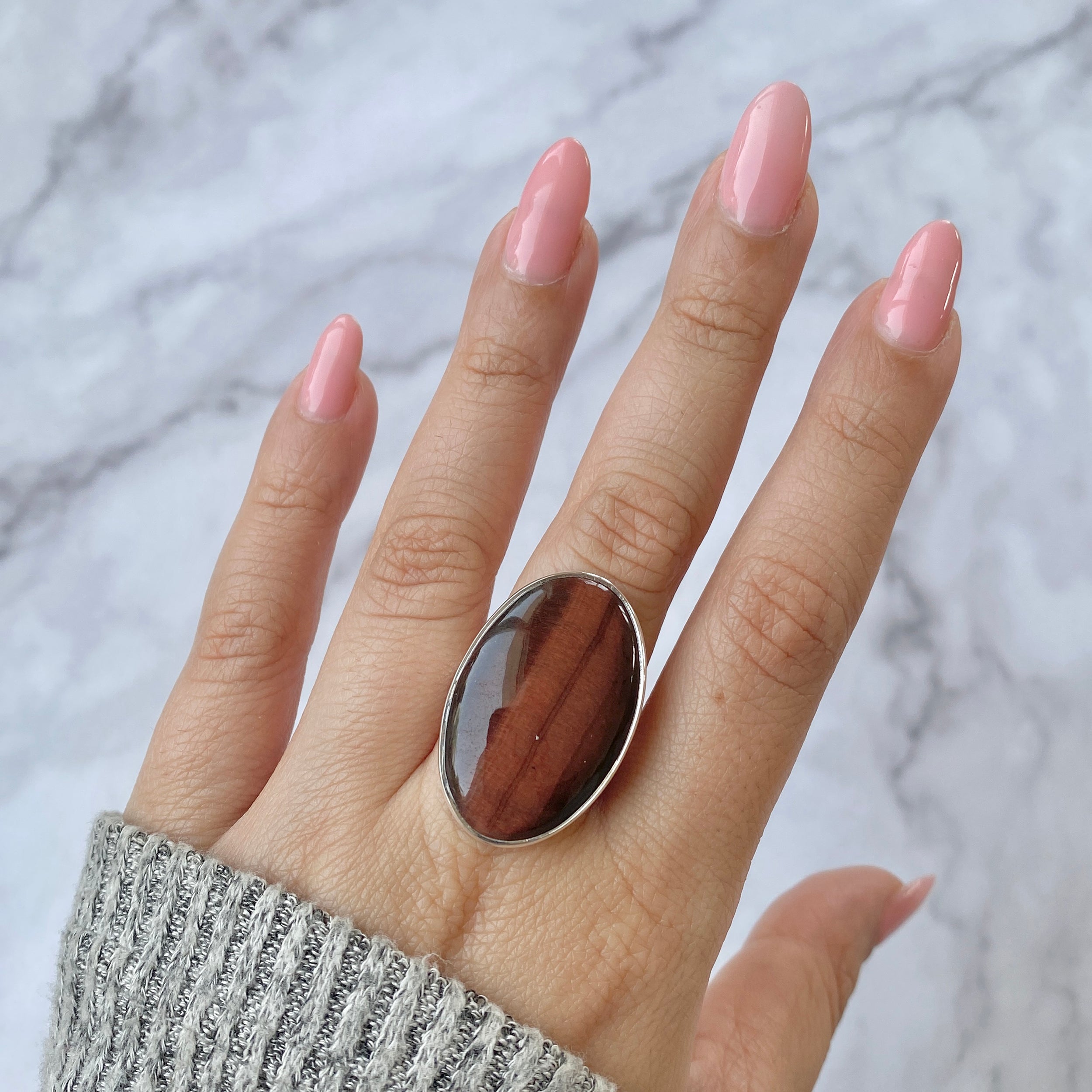 Red Tiger Eye Adjustable Ring-(RTE-R-30.)