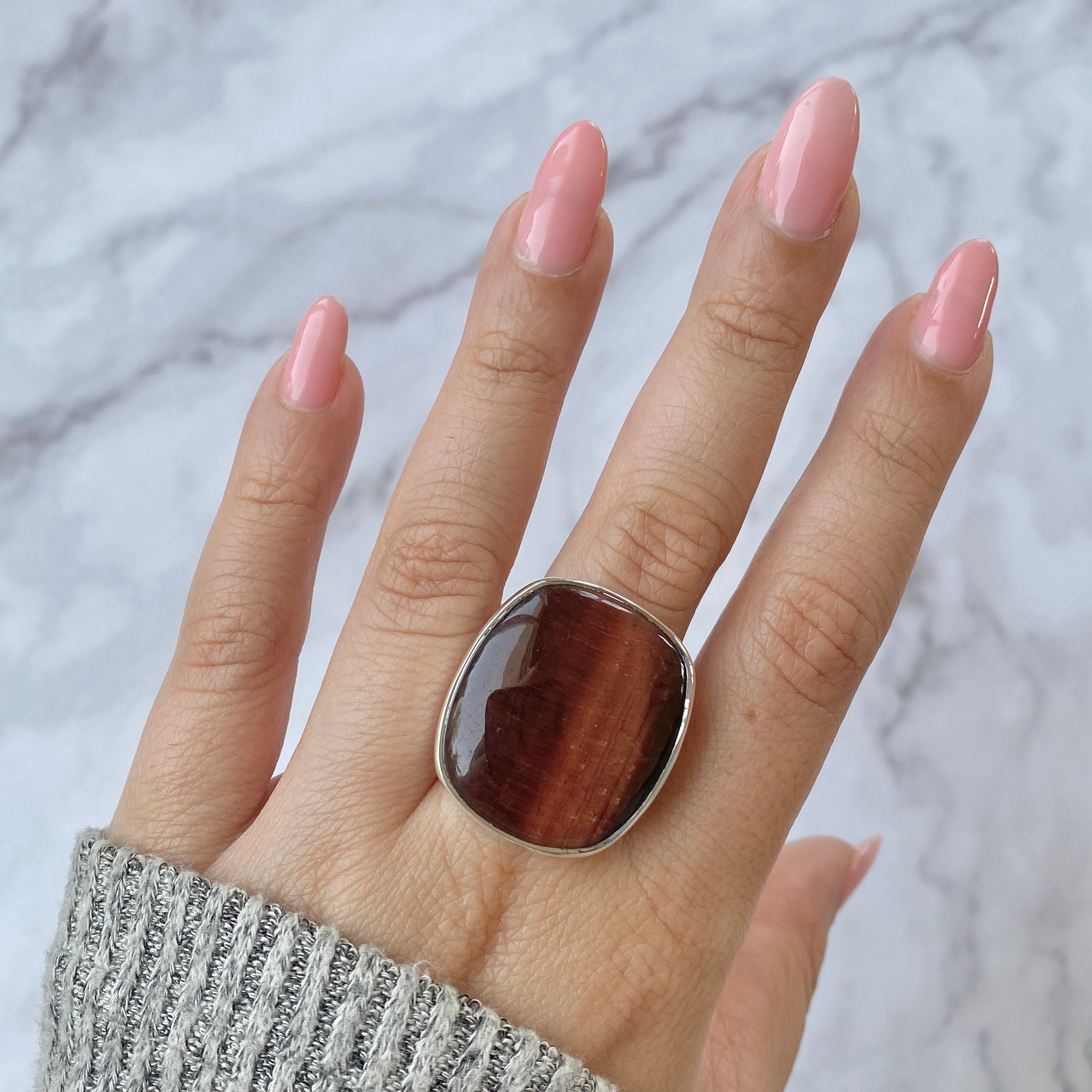 Red Tiger Eye Adjustable Ring-(RTE-R-31.)