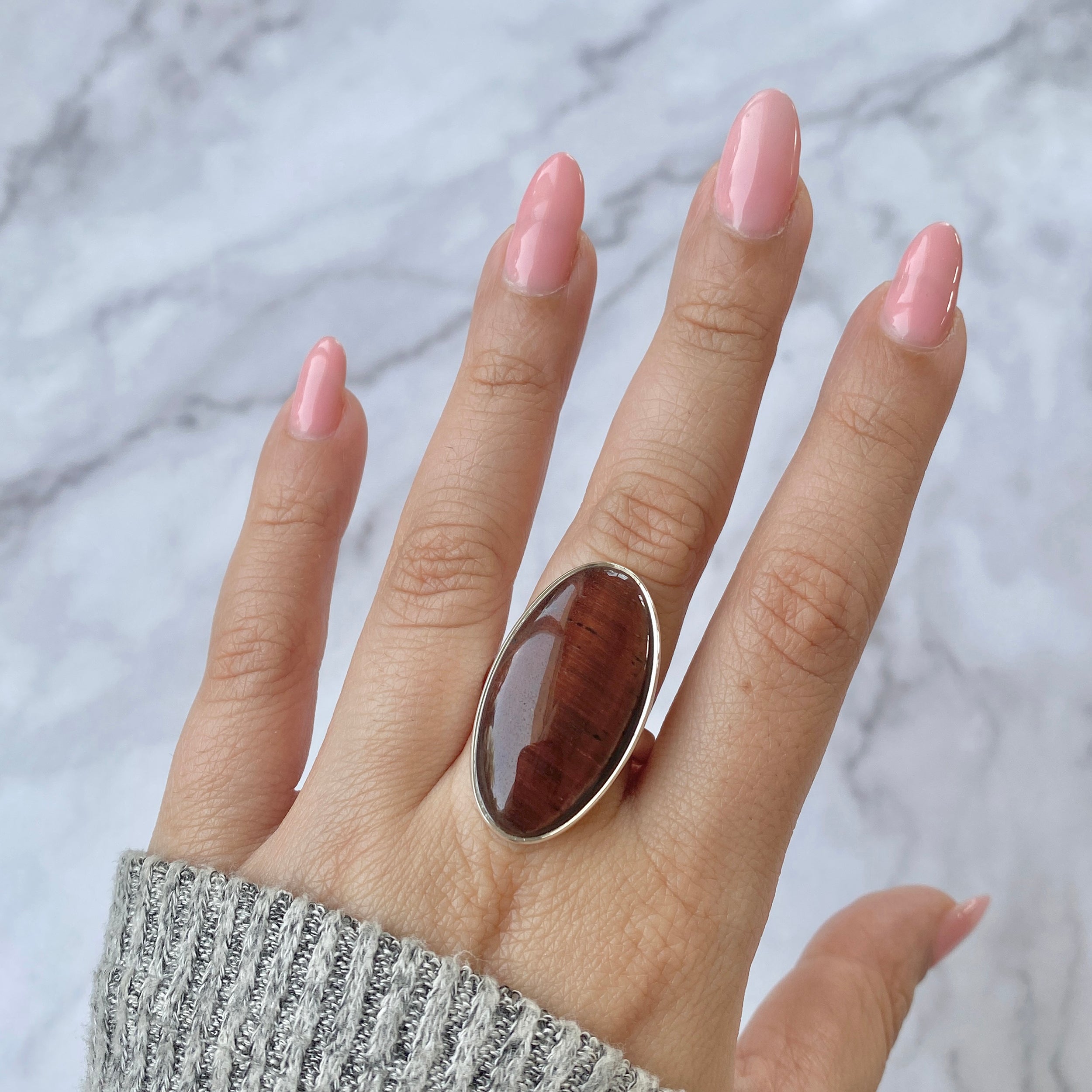 Red Tiger Eye Adjustable Ring-(RTE-R-32.)