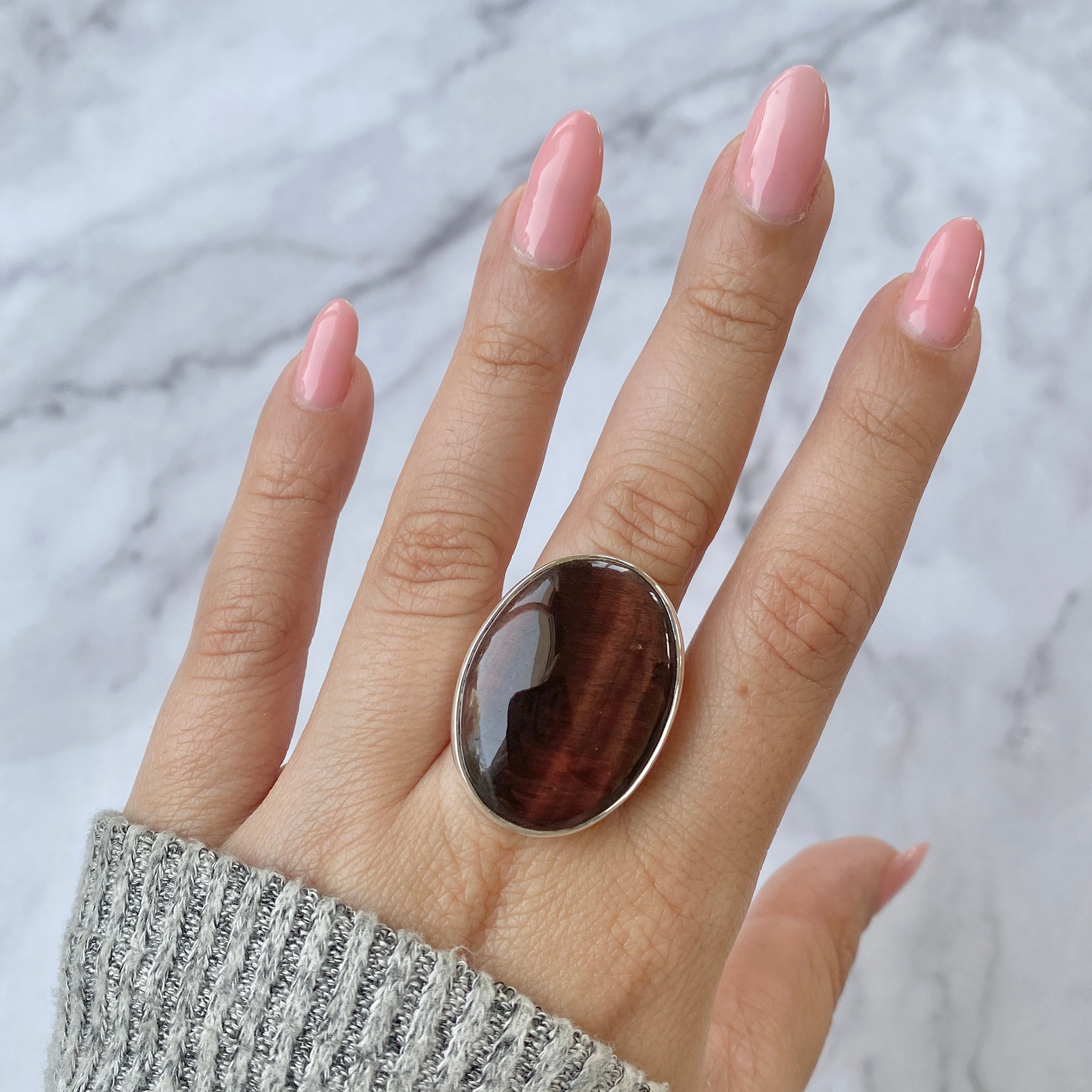 Red Tiger Eye Adjustable Ring-(RTE-R-7.)