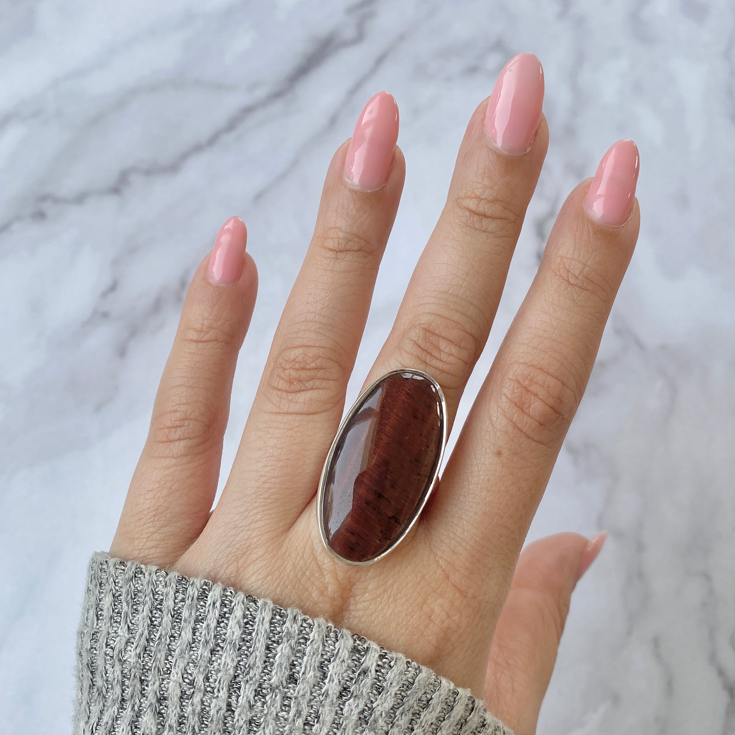 Red Tiger Eye Adjustable Ring-(RTE-R-8.)