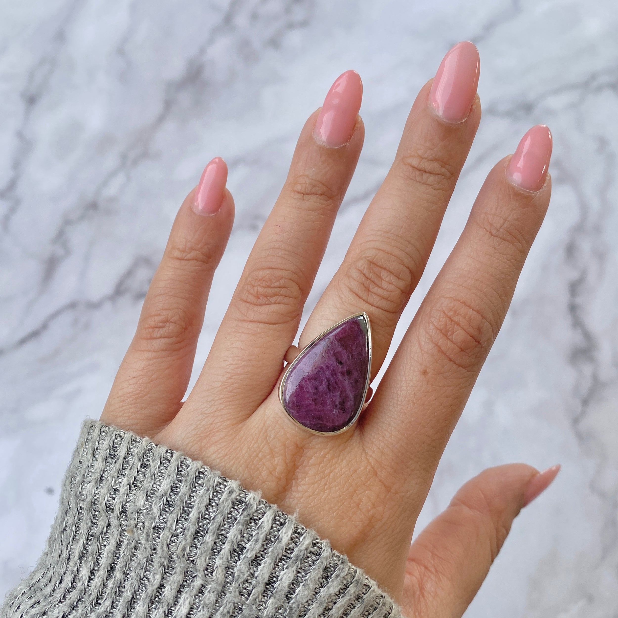 Pink Ruby Zoisite Adjustable Ring-(RZS-R-12.)