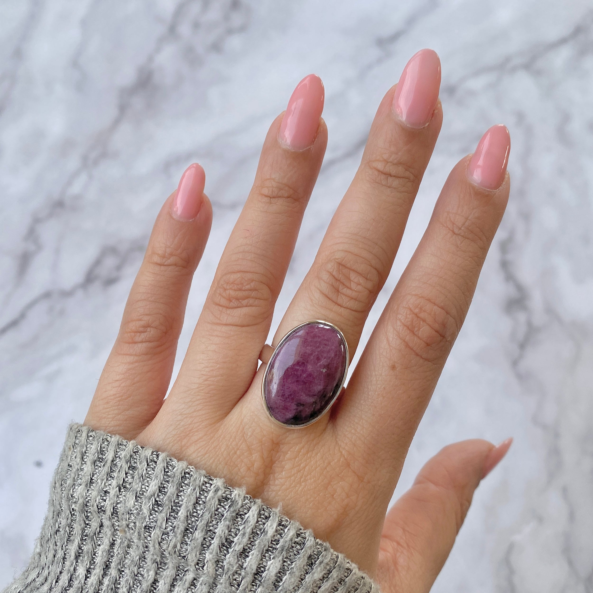 Pink Ruby Zoisite Adjustable Ring-(RZS-R-13.)