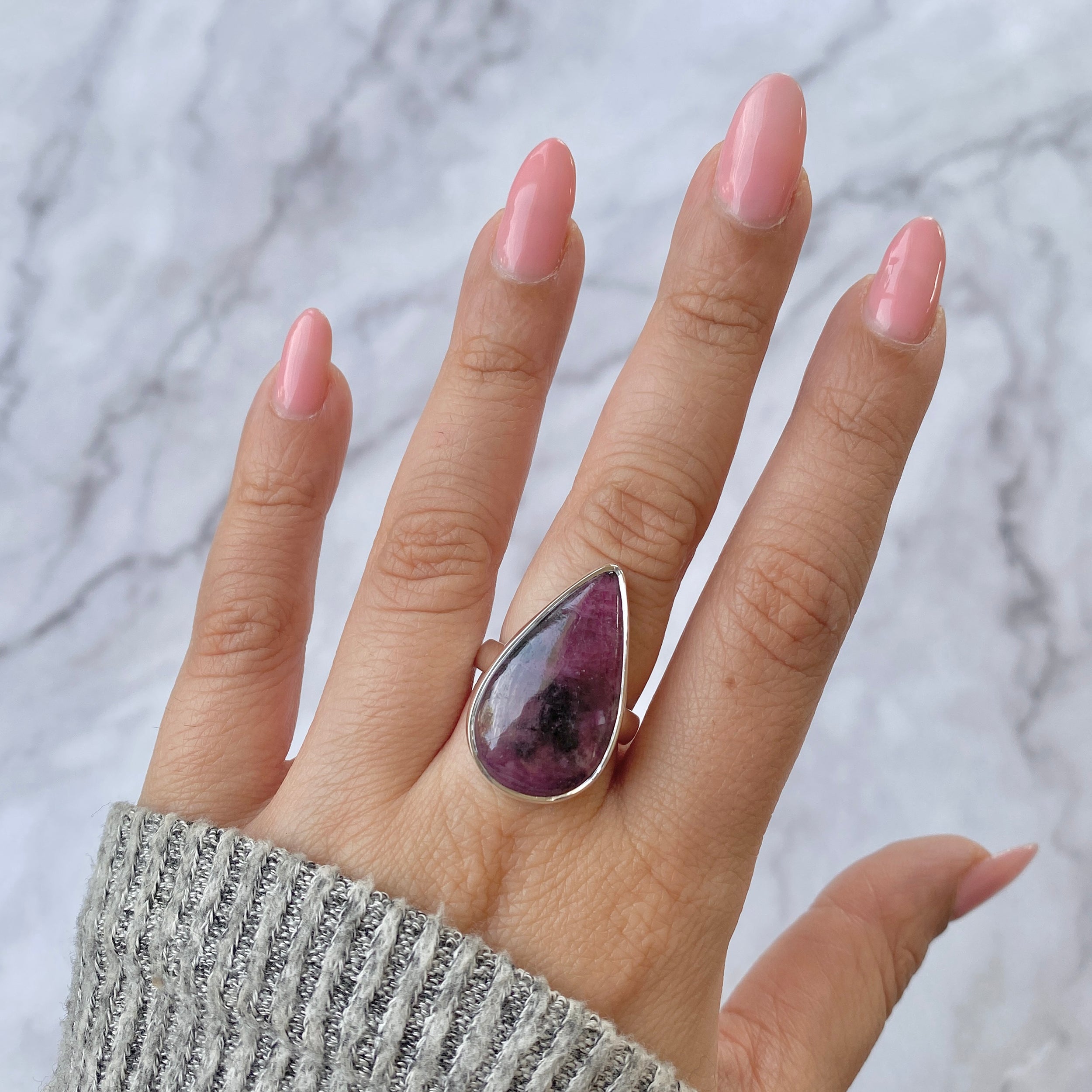 Pink Ruby Zoisite Adjustable Ring-(RZS-R-18.)