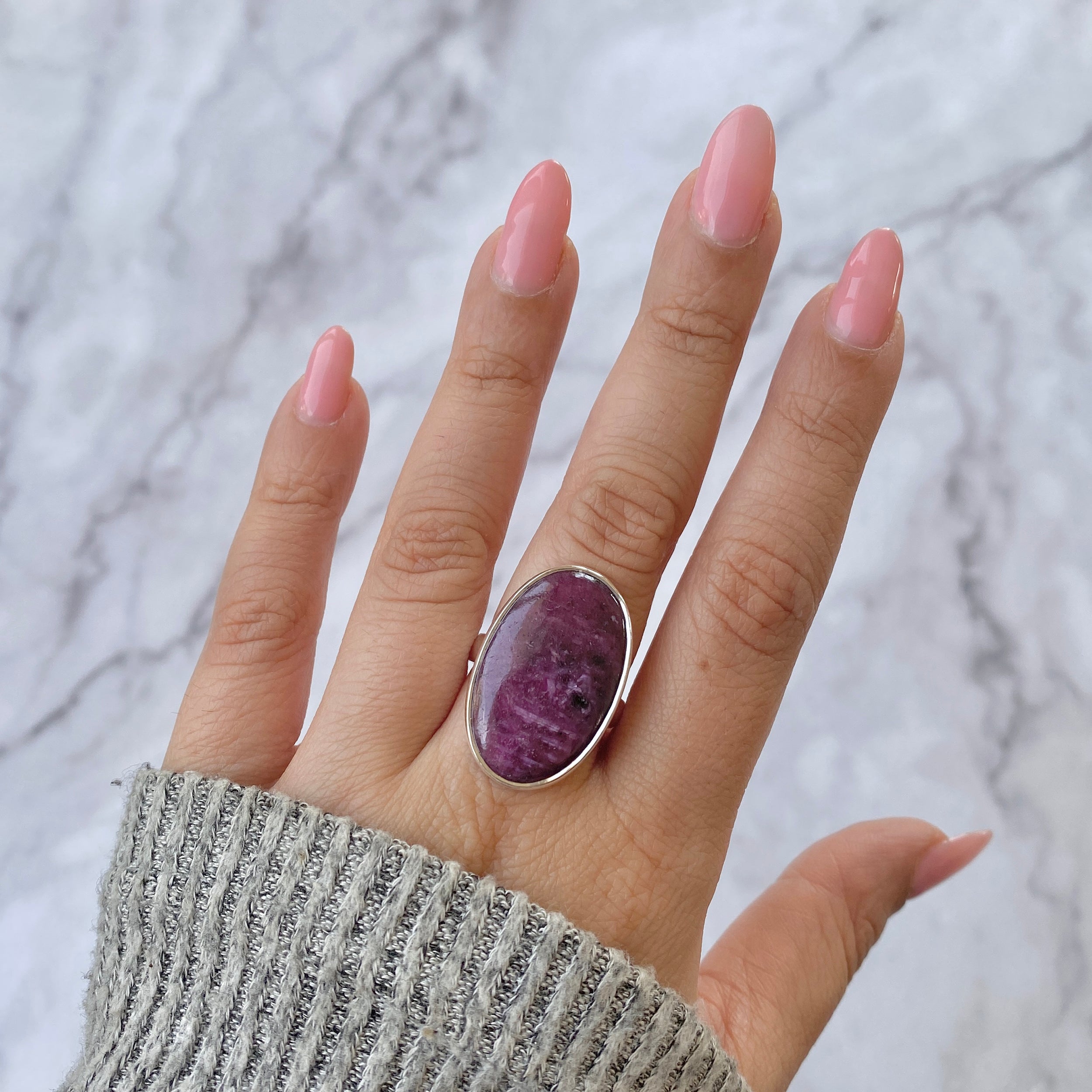 Pink Ruby Zoisite Adjustable Ring-(RZS-R-2.)