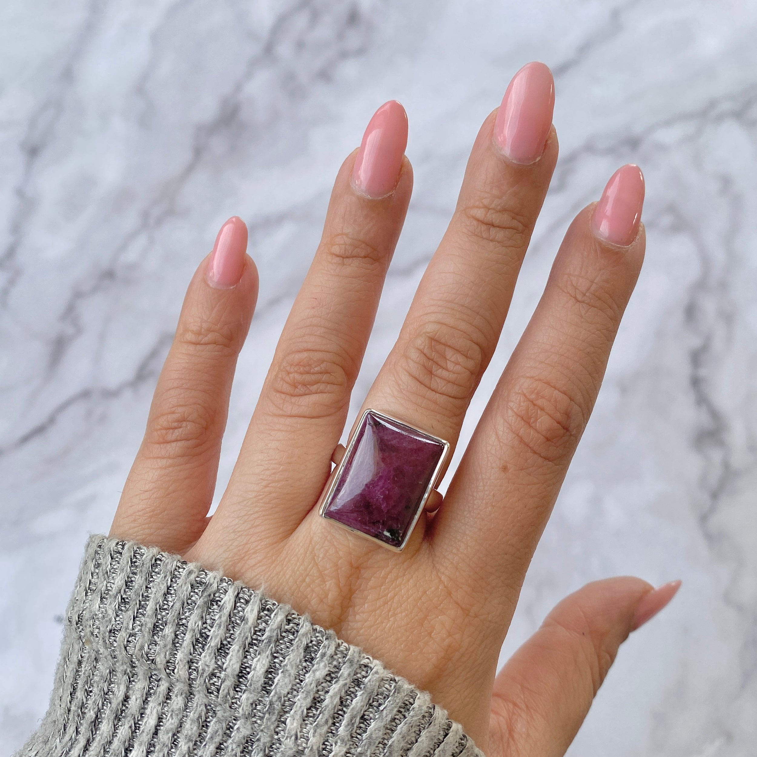 Pink Ruby Zoisite Adjustable Ring-(RZS-R-23.)