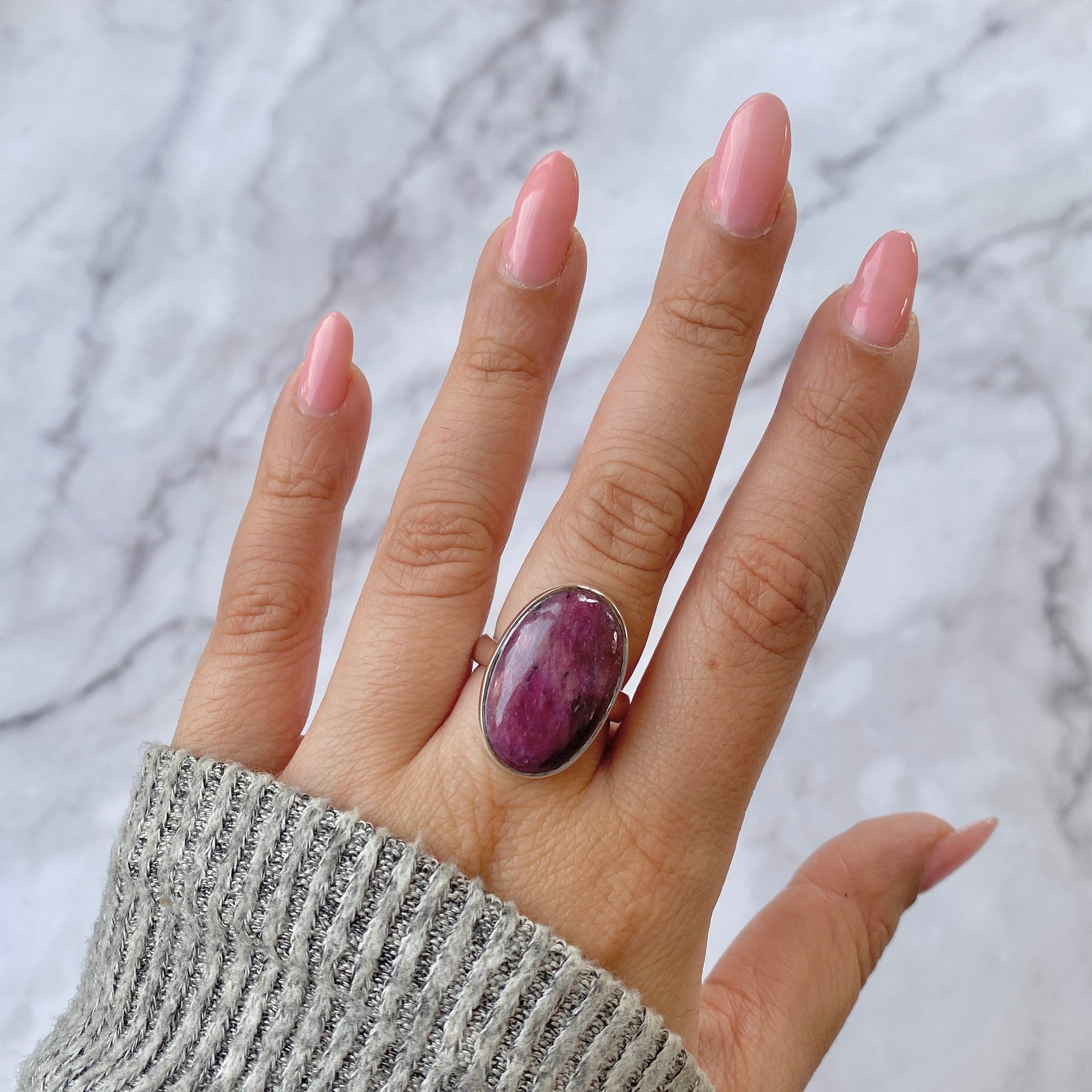 Pink Ruby Zoisite Adjustable Ring-(RZS-R-24.)