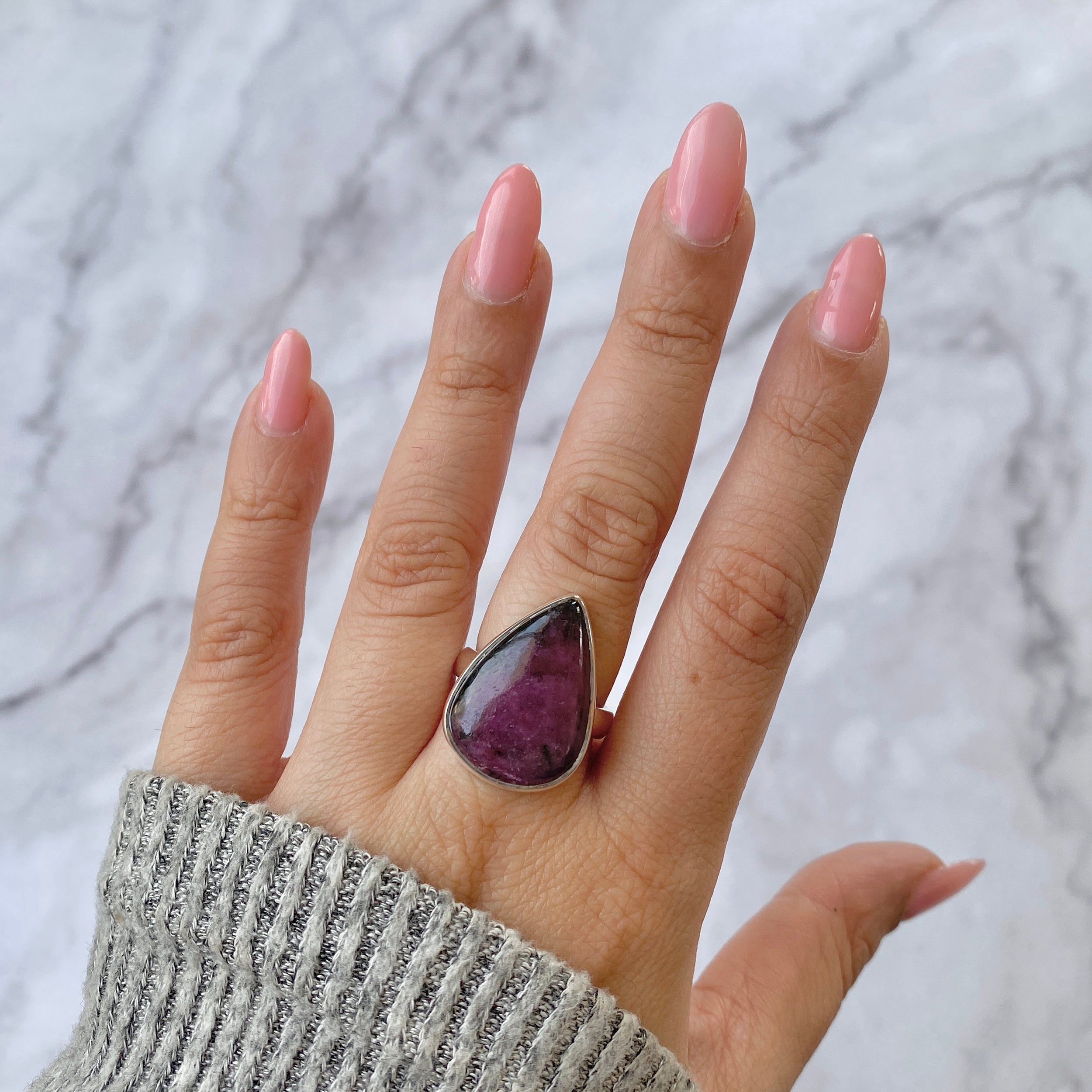 Pink Ruby Zoisite Adjustable Ring-(RZS-R-25.)