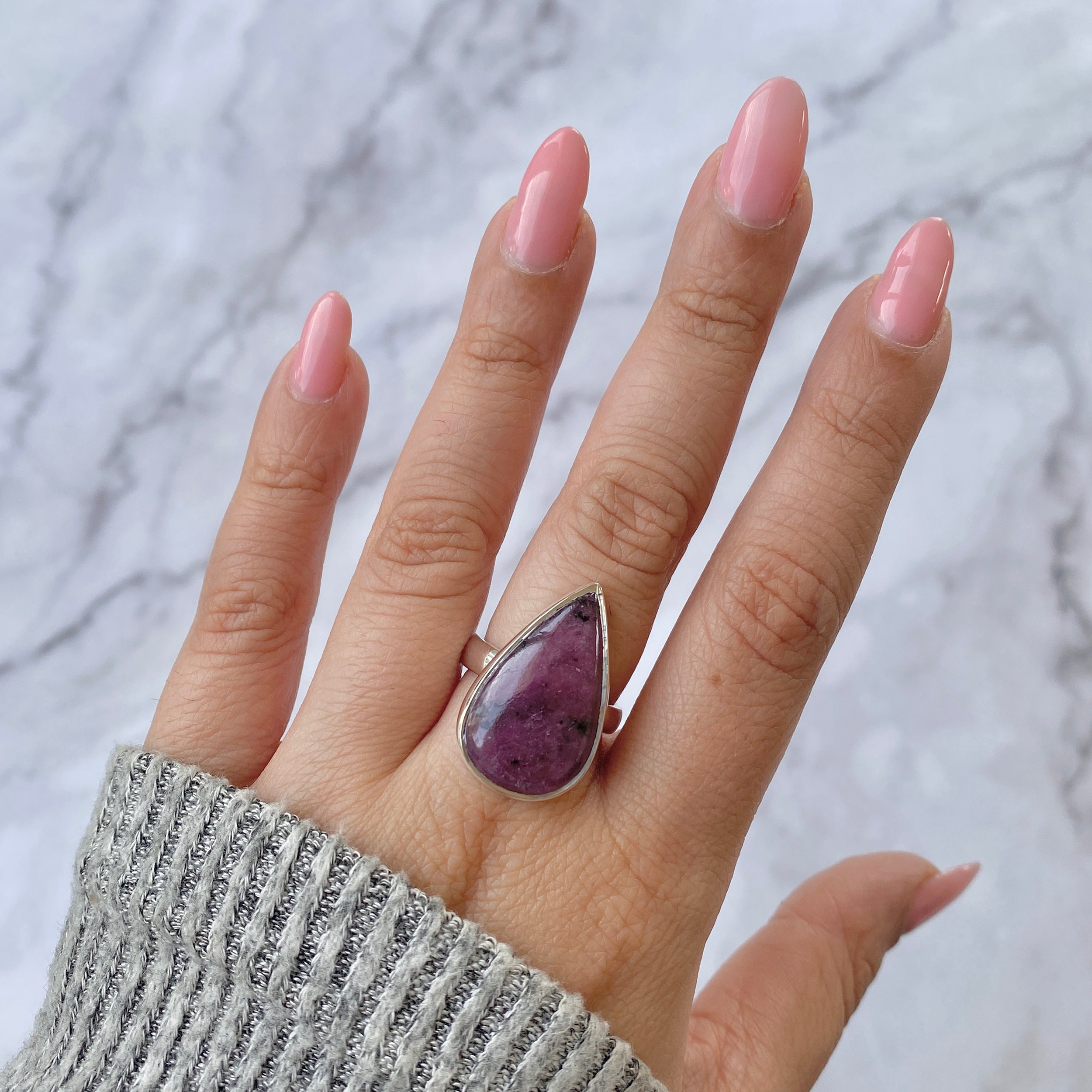 Pink Ruby Zoisite Adjustable Ring-(RZS-R-26.)