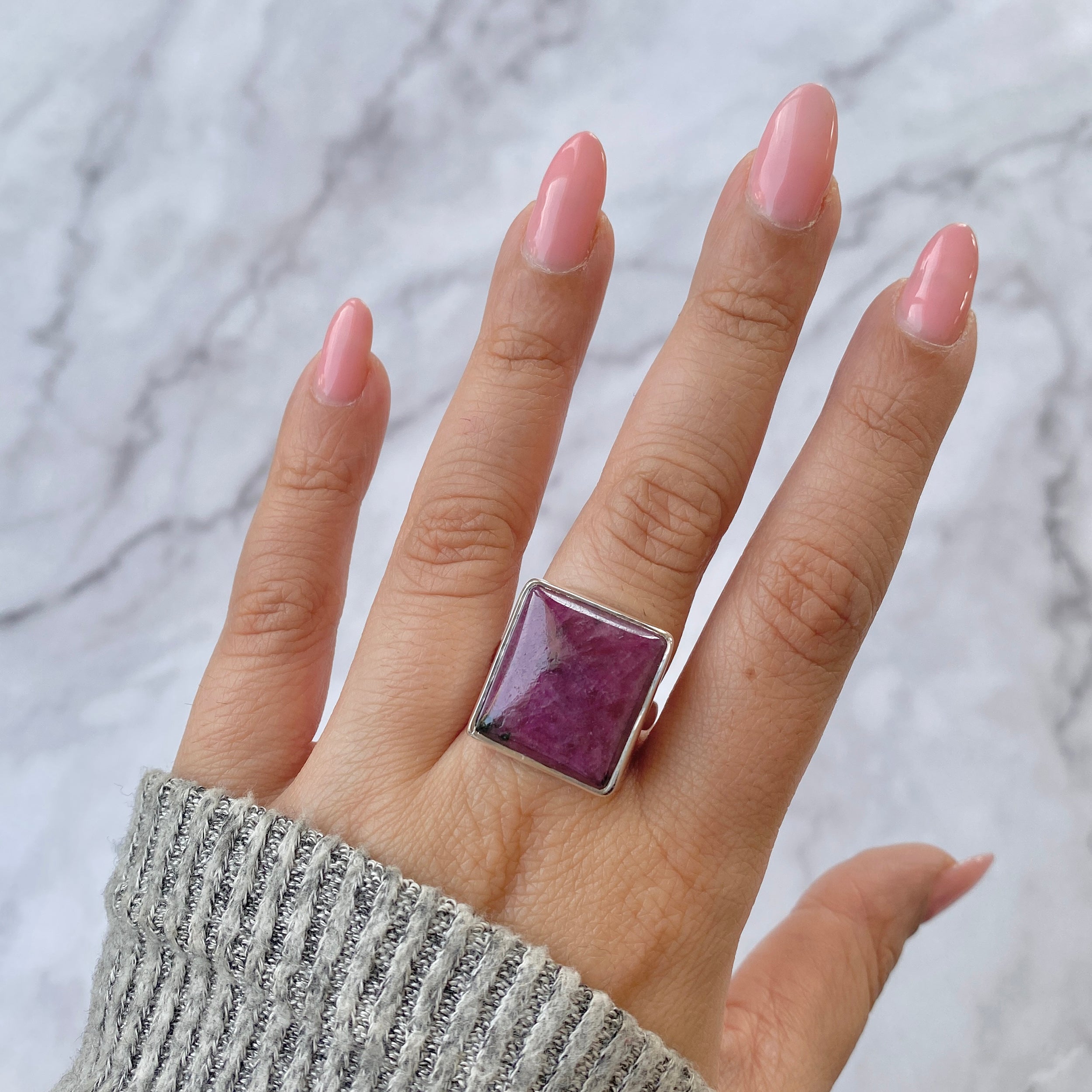 Pink Ruby Zoisite Adjustable Ring-(RZS-R-33.)