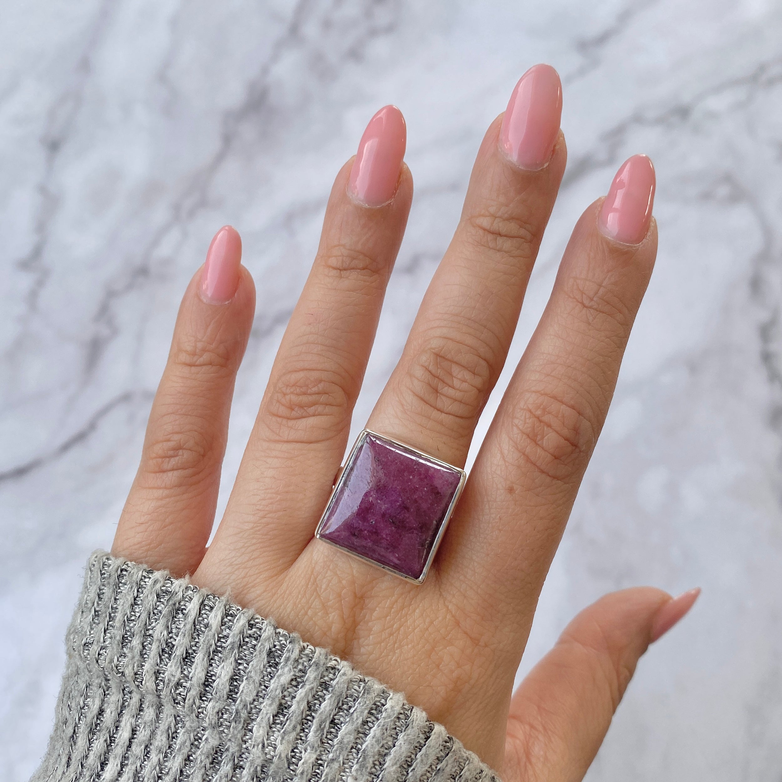 Pink Ruby Zoisite Adjustable Ring-(RZS-R-36.)