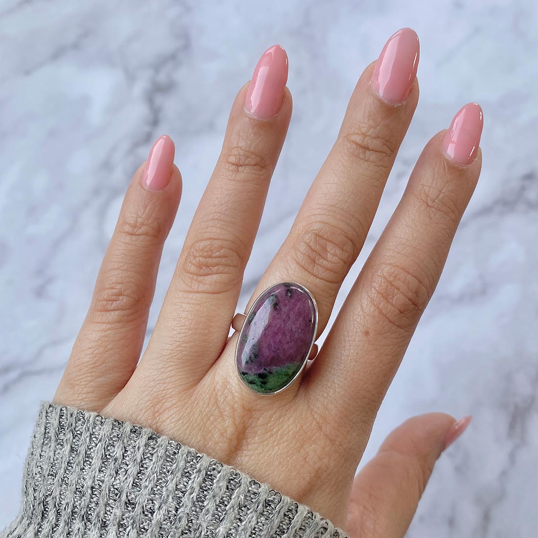 Ruby Zoisite Adjustable Ring-(RZS-R-43)