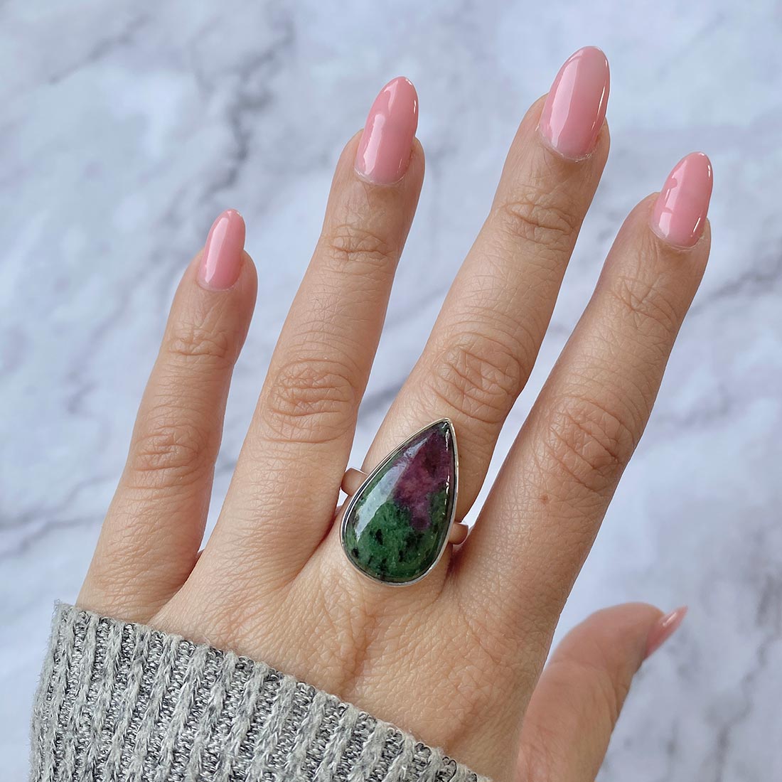 Ruby Zoisite Adjustable Ring-(RZS-R-45)