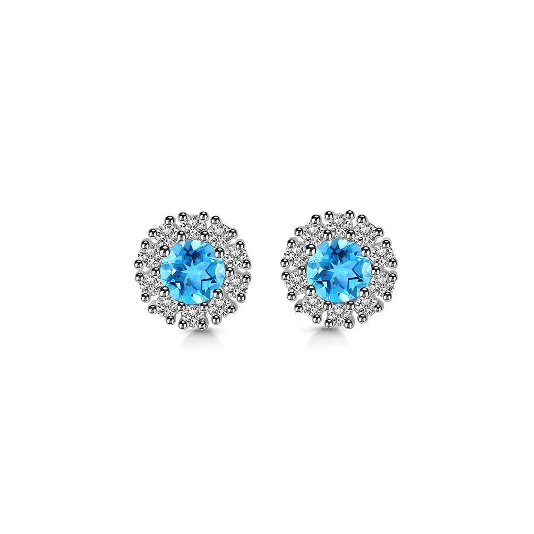 Swiss Blue Topaz Stud Earring-(SBTZ-SE-1268.)