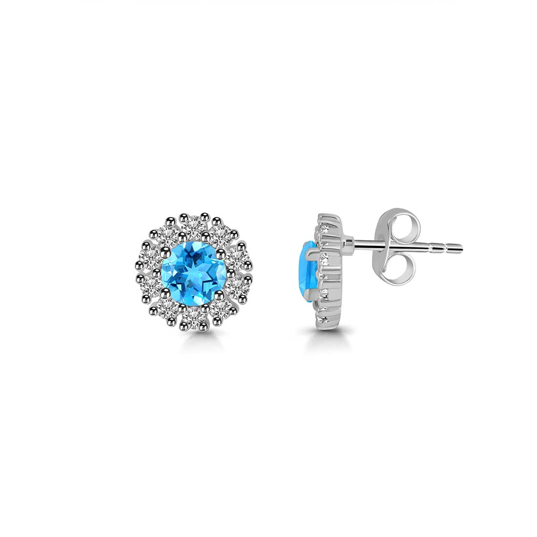 Swiss Blue Topaz Stud Earring-(SBTZ-SE-1268.)