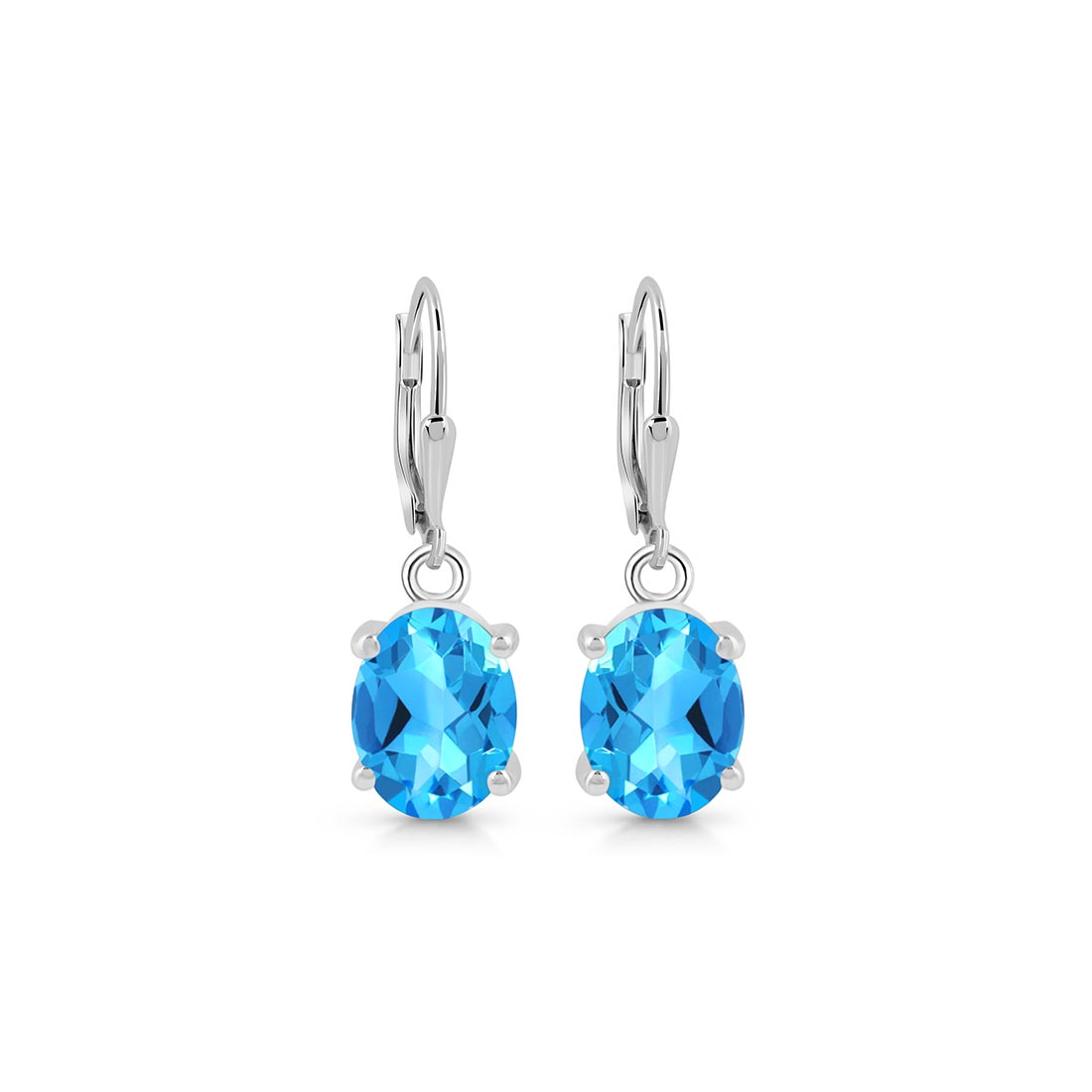 Swiss Blue Topaz Leverback Earring-(SBTZ-SE-673.)