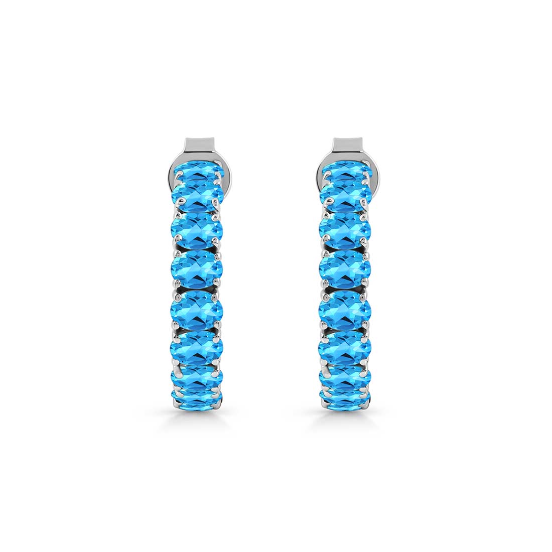 Swiss Blue Topaz Hoop Earring-(SBTZ-SE-975.)