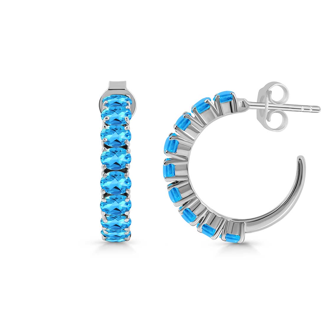 Swiss Blue Topaz Hoop Earring-(SBTZ-SE-975.)