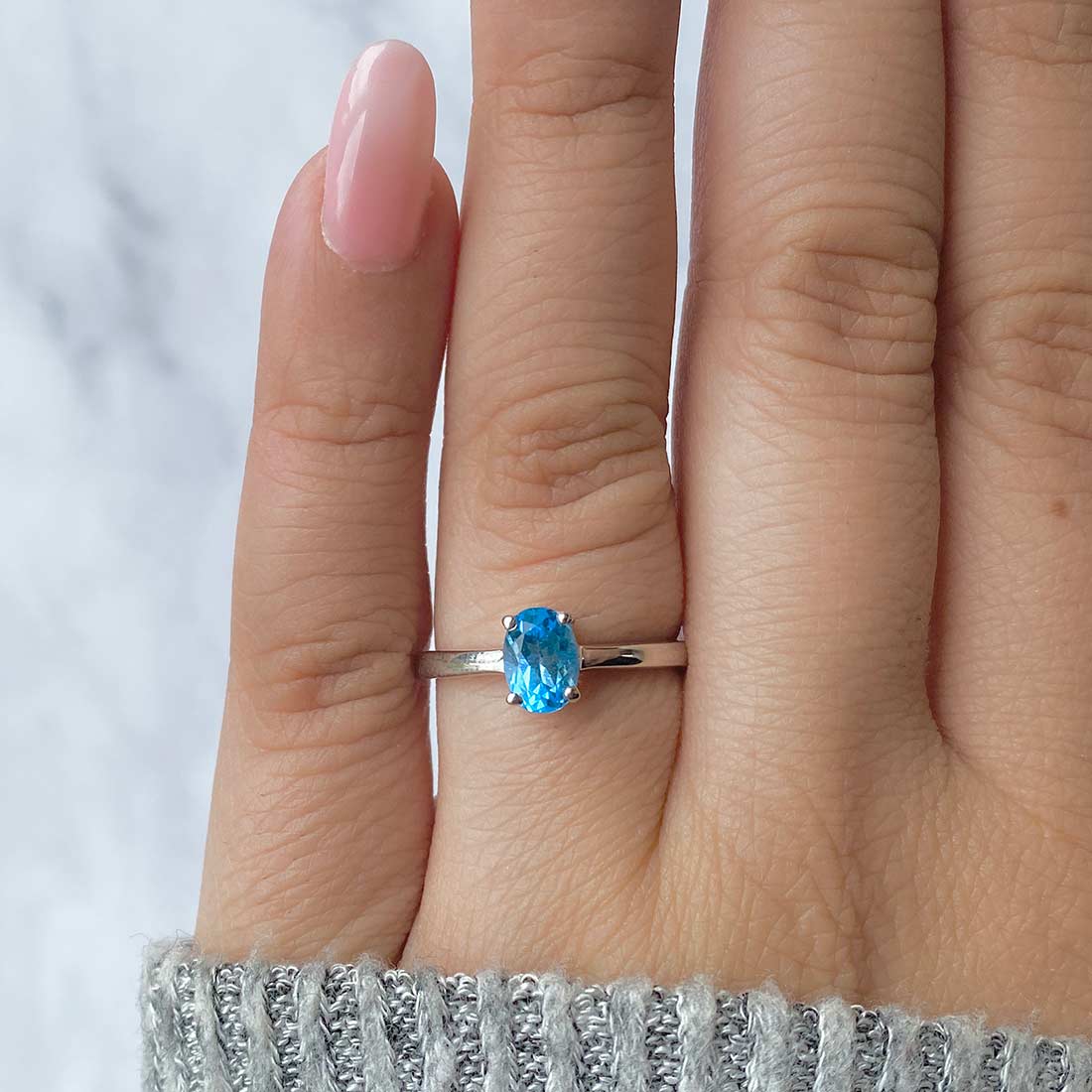 Swiss Blue Topaz Ring-(SBTZ-SR-242.)