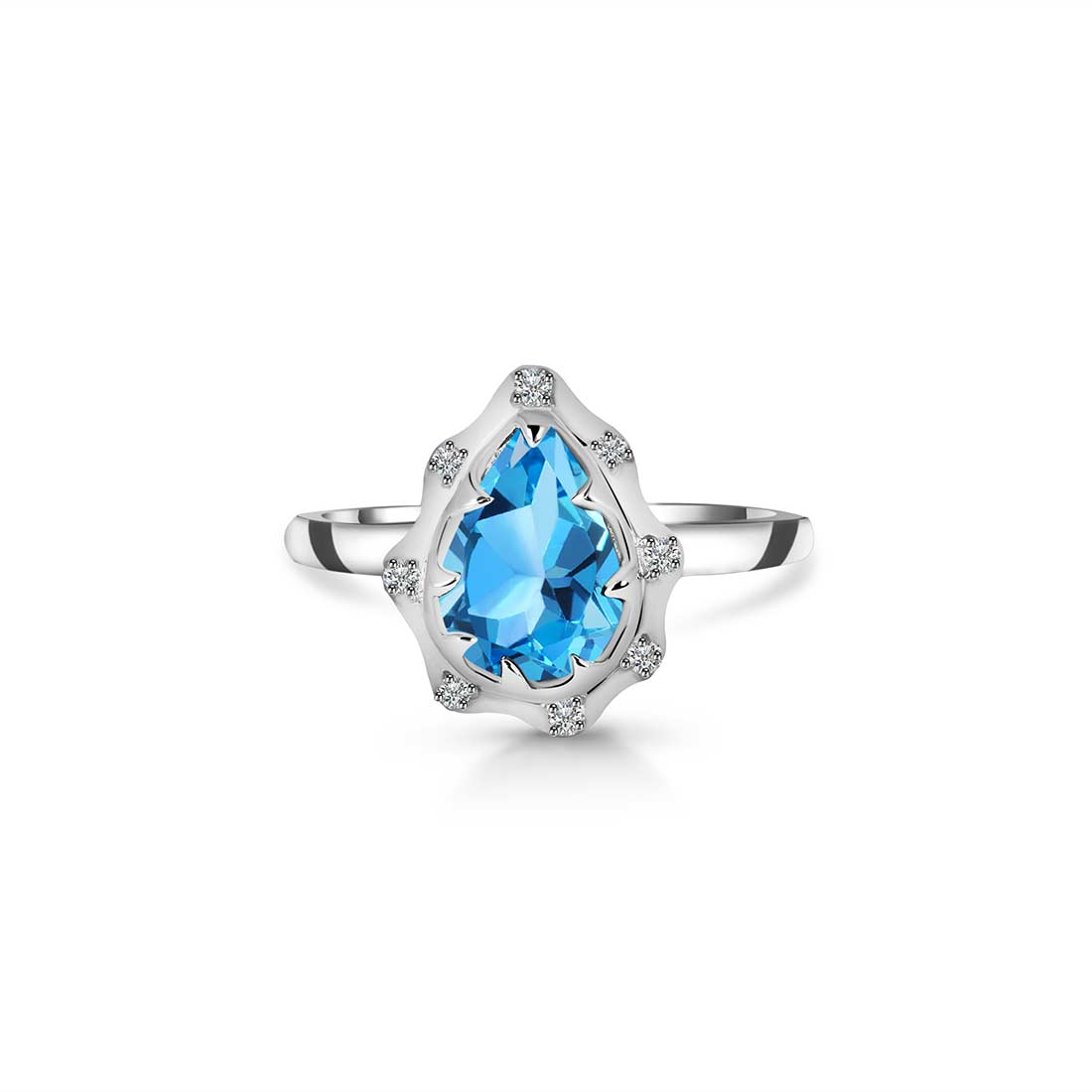 Swiss Blue Topaz Ring-(SBTZ-SR-369-W.)