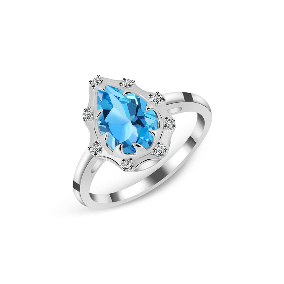 Swiss Blue Topaz Ring-(SBTZ-SR-369-W.)