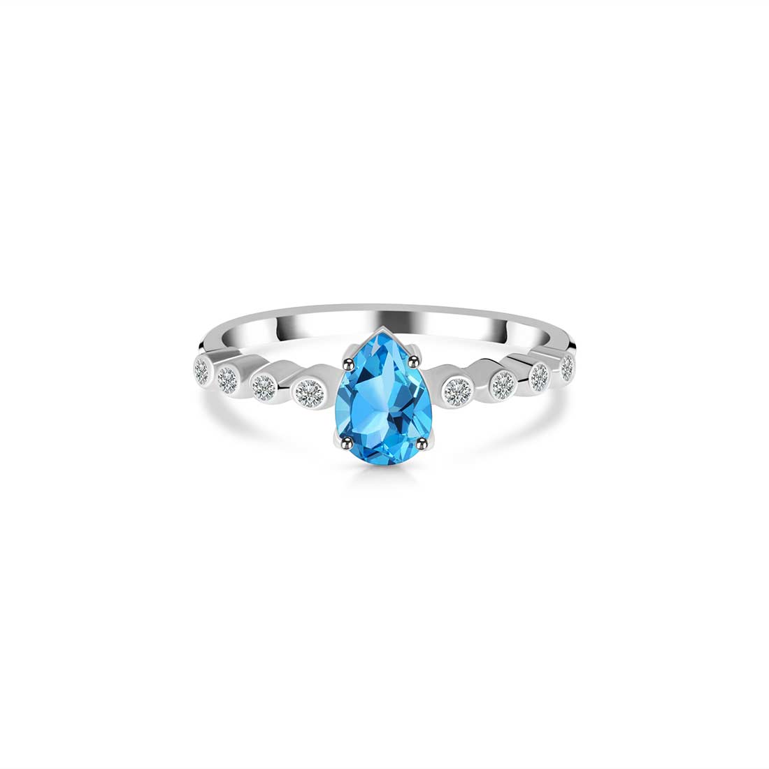 Swiss Blue Topaz Ring-(SBTZ-SR-419D-W.)