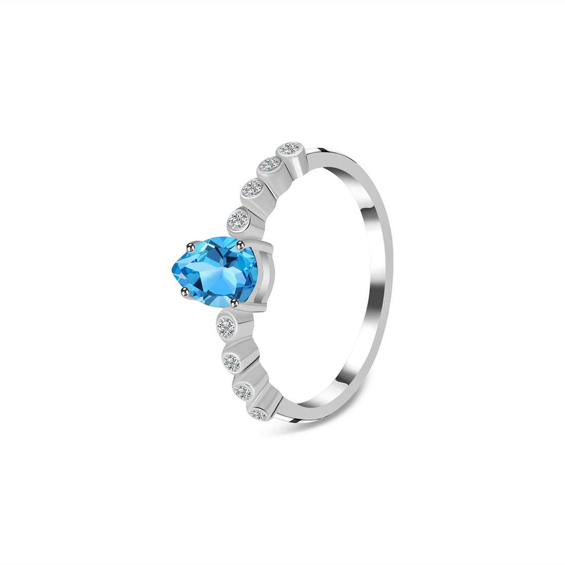 Swiss Blue Topaz Ring-(SBTZ-SR-419D-W.)