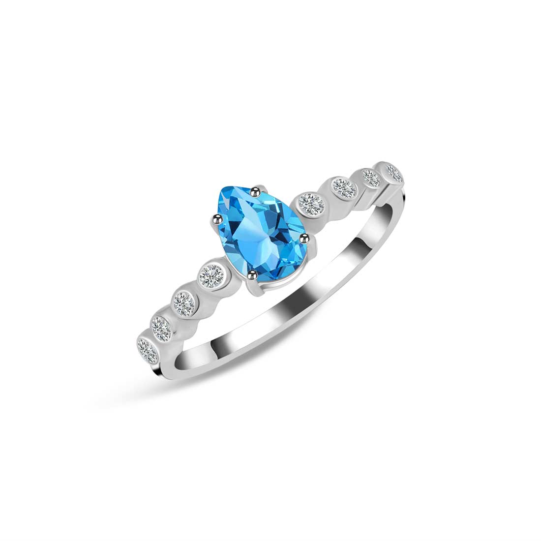 Swiss Blue Topaz Ring-(SBTZ-SR-419D-W.)