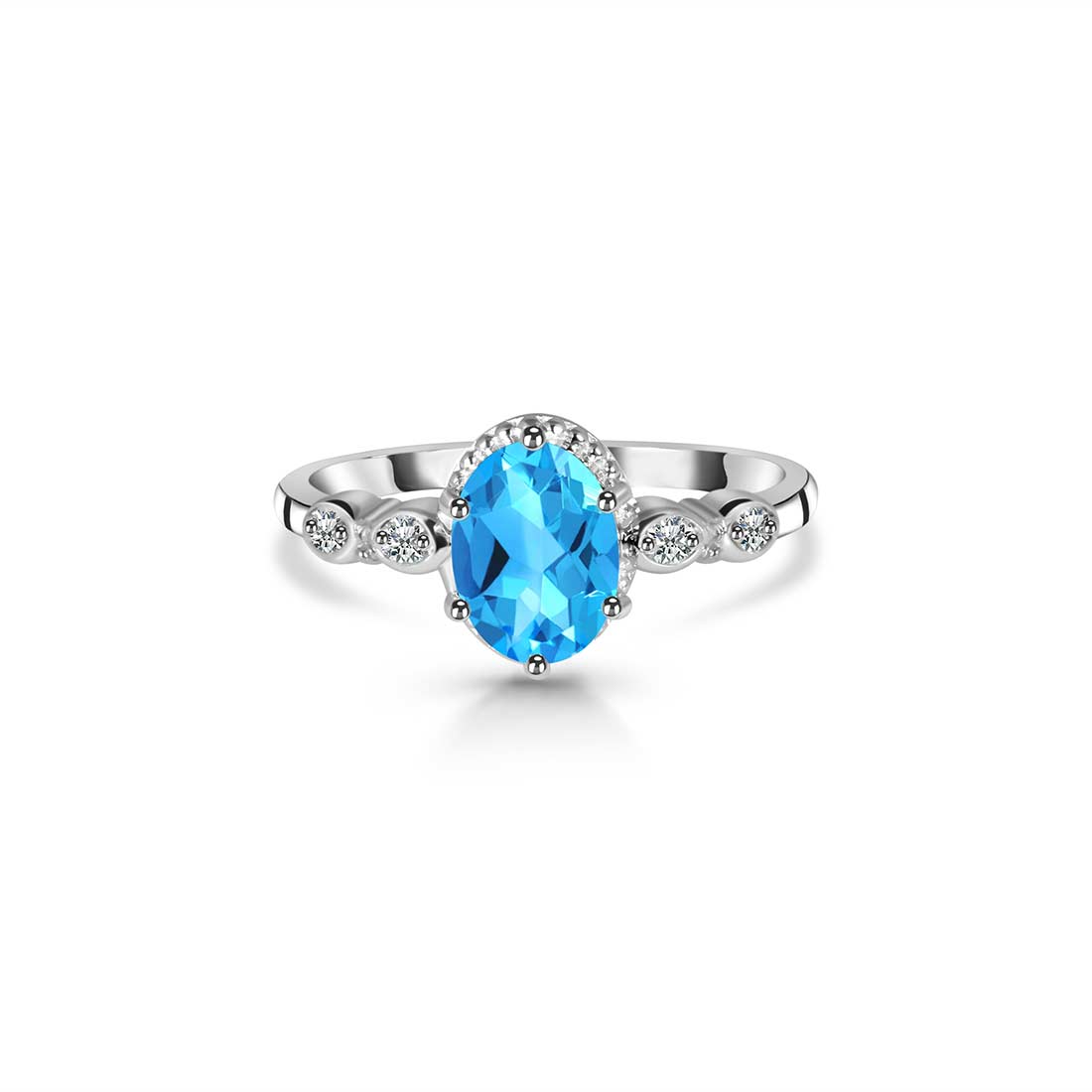 Swiss Blue Topaz Ring-(SBTZ-SR-2182.)