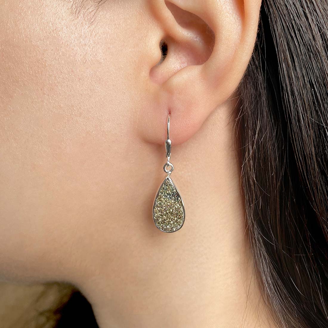 Spectropyrite Druzy Earring-(SPD-E-1.)