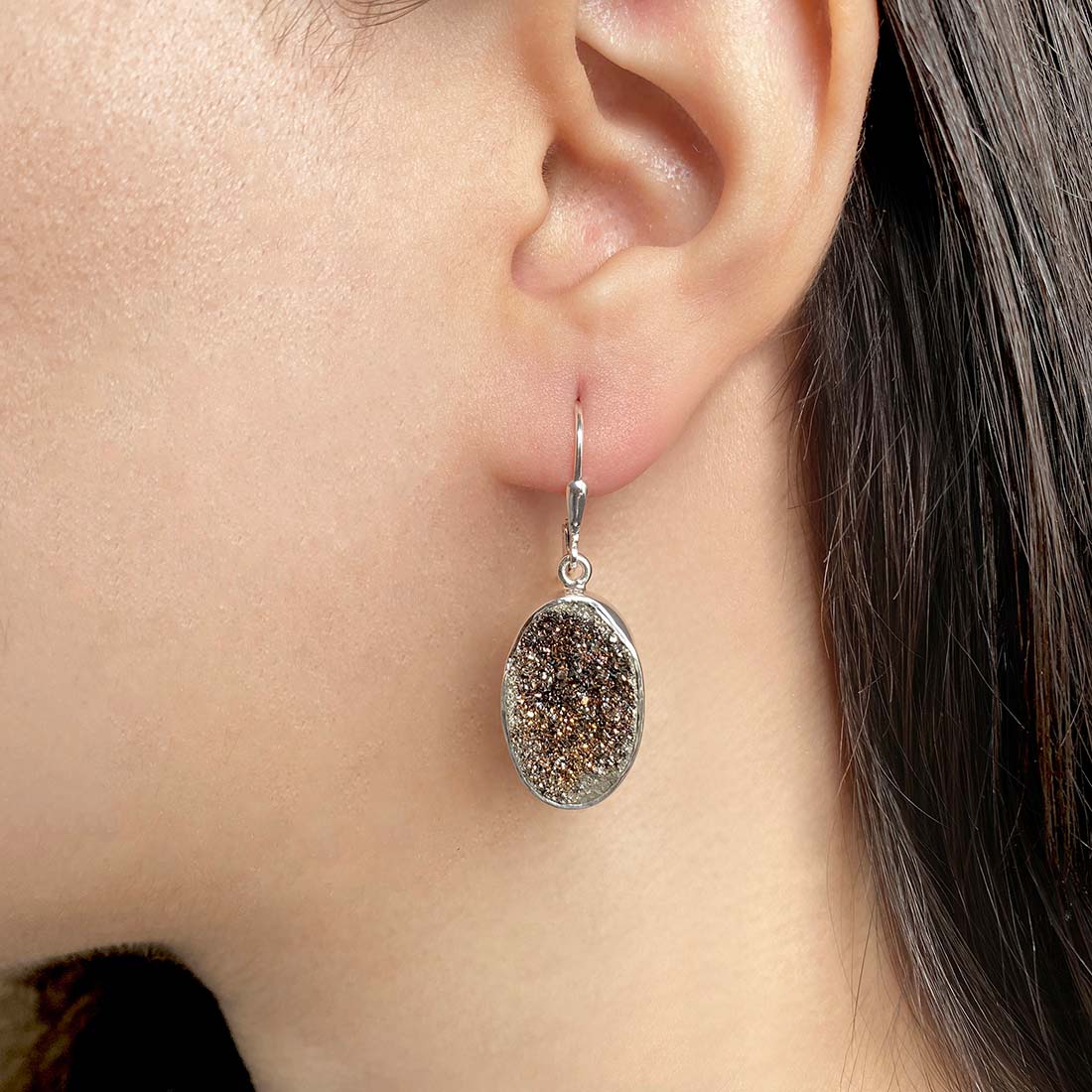 Spectropyrite Druzy Earring-(SPD-E-10.)