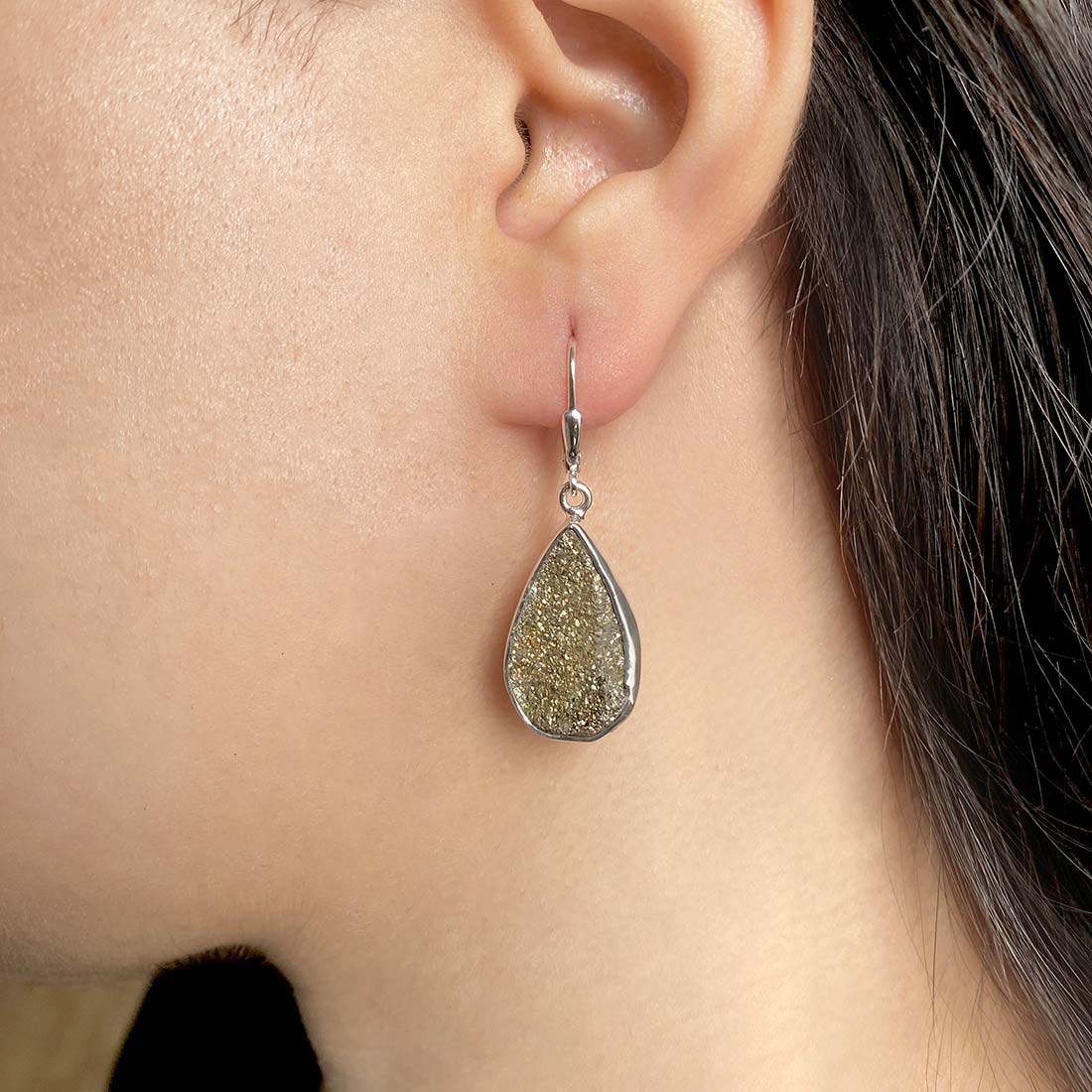 Spectropyrite Druzy Earring-(SPD-E-15.)