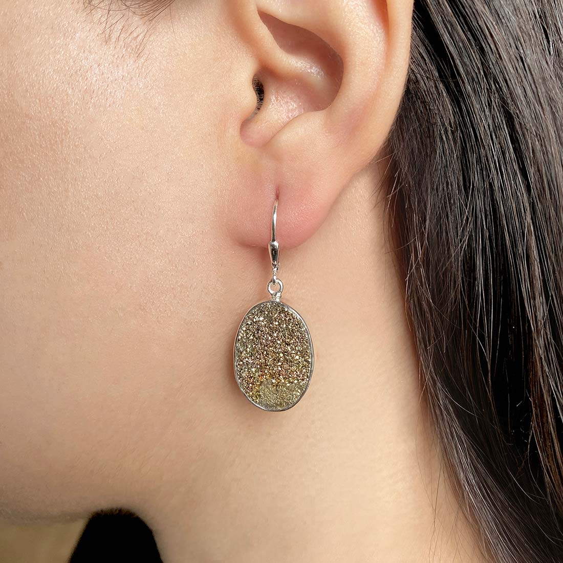 Spectropyrite Druzy Earring-(SPD-E-16.)