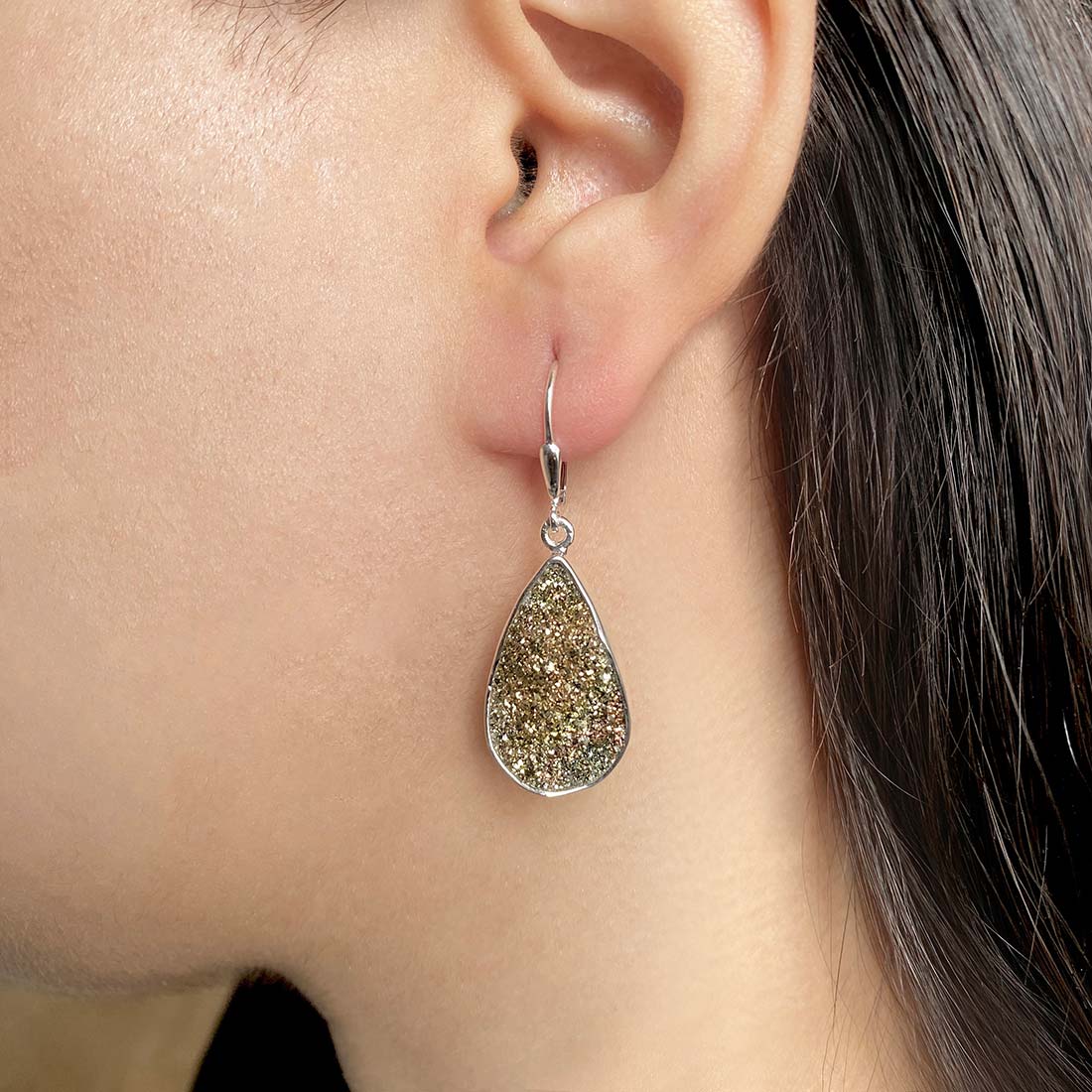 Spectropyrite Druzy Earring-(SPD-E-17.)