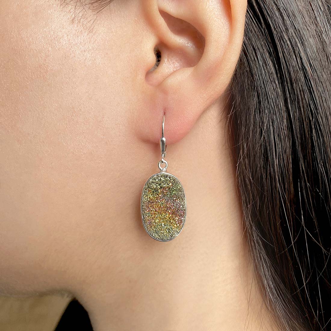 Spectropyrite Druzy Earring-(SPD-E-18.)