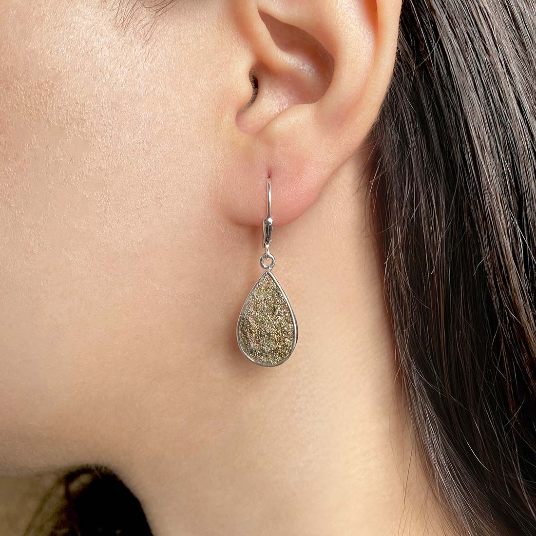 Spectropyrite Druzy Earring-(SPD-E-2.)