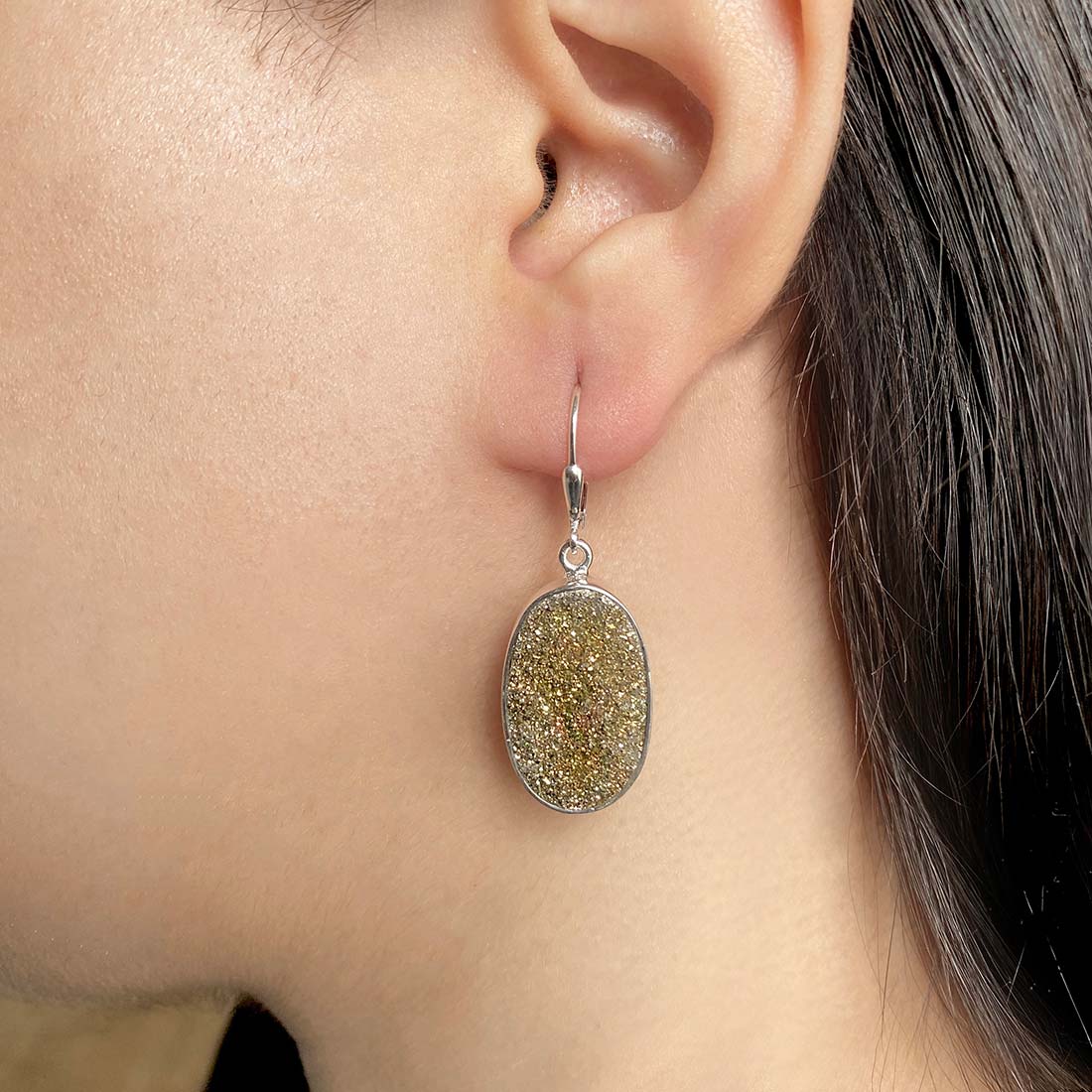 Spectropyrite Druzy Earring-(SPD-E-20.)