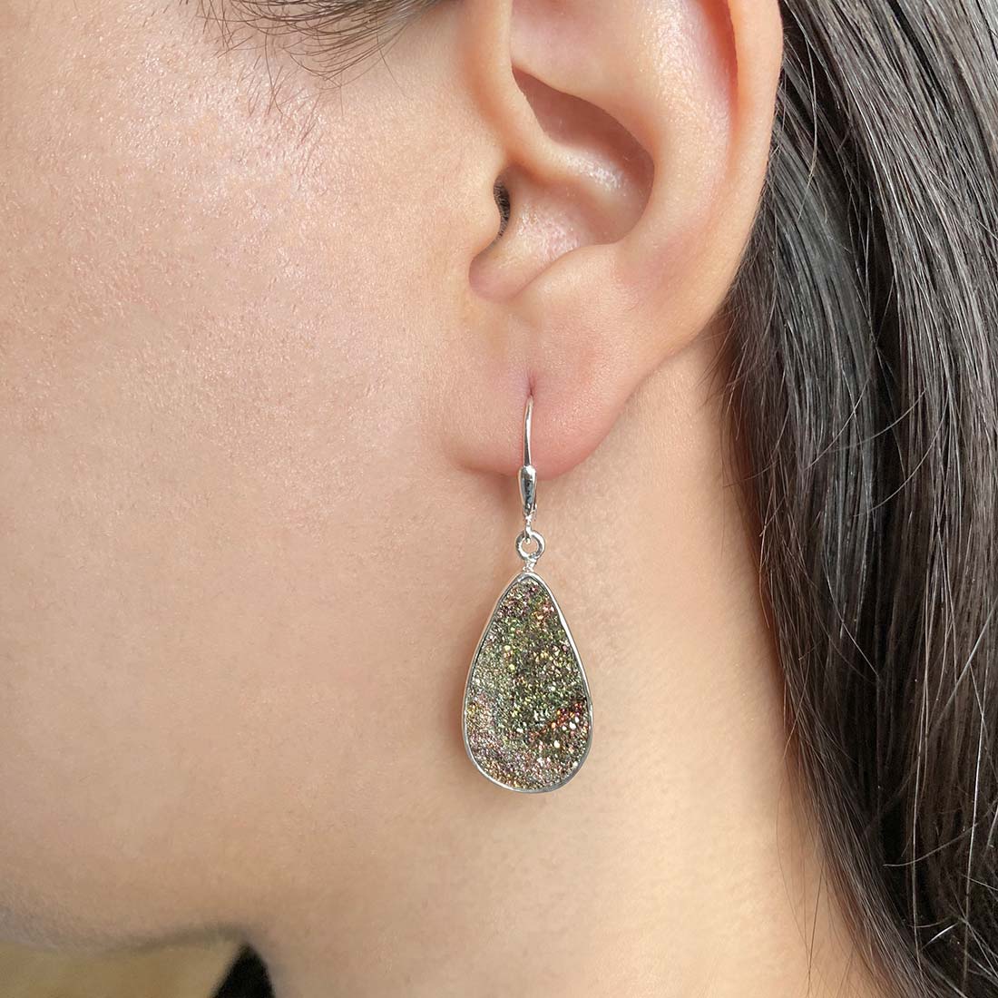 Spectropyrite Druzy Earring-(SPD-E-21.)