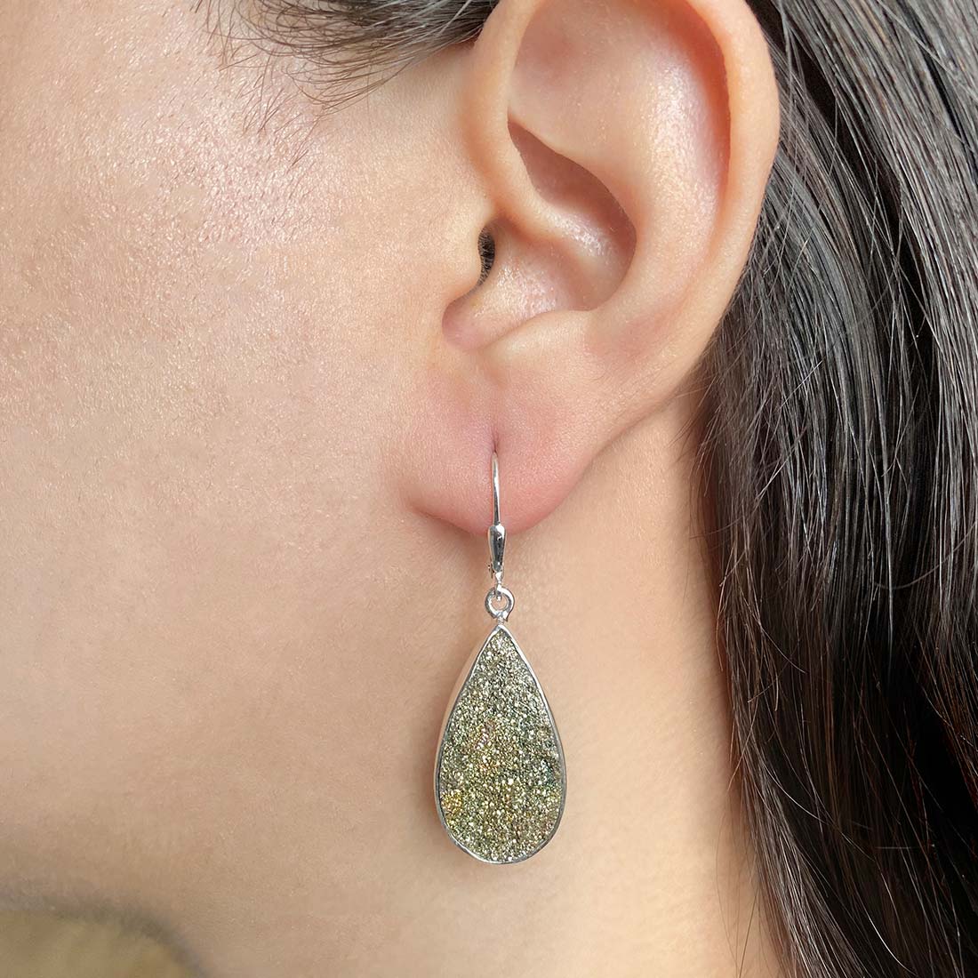 Spectropyrite Druzy Earring-(SPD-E-22.)