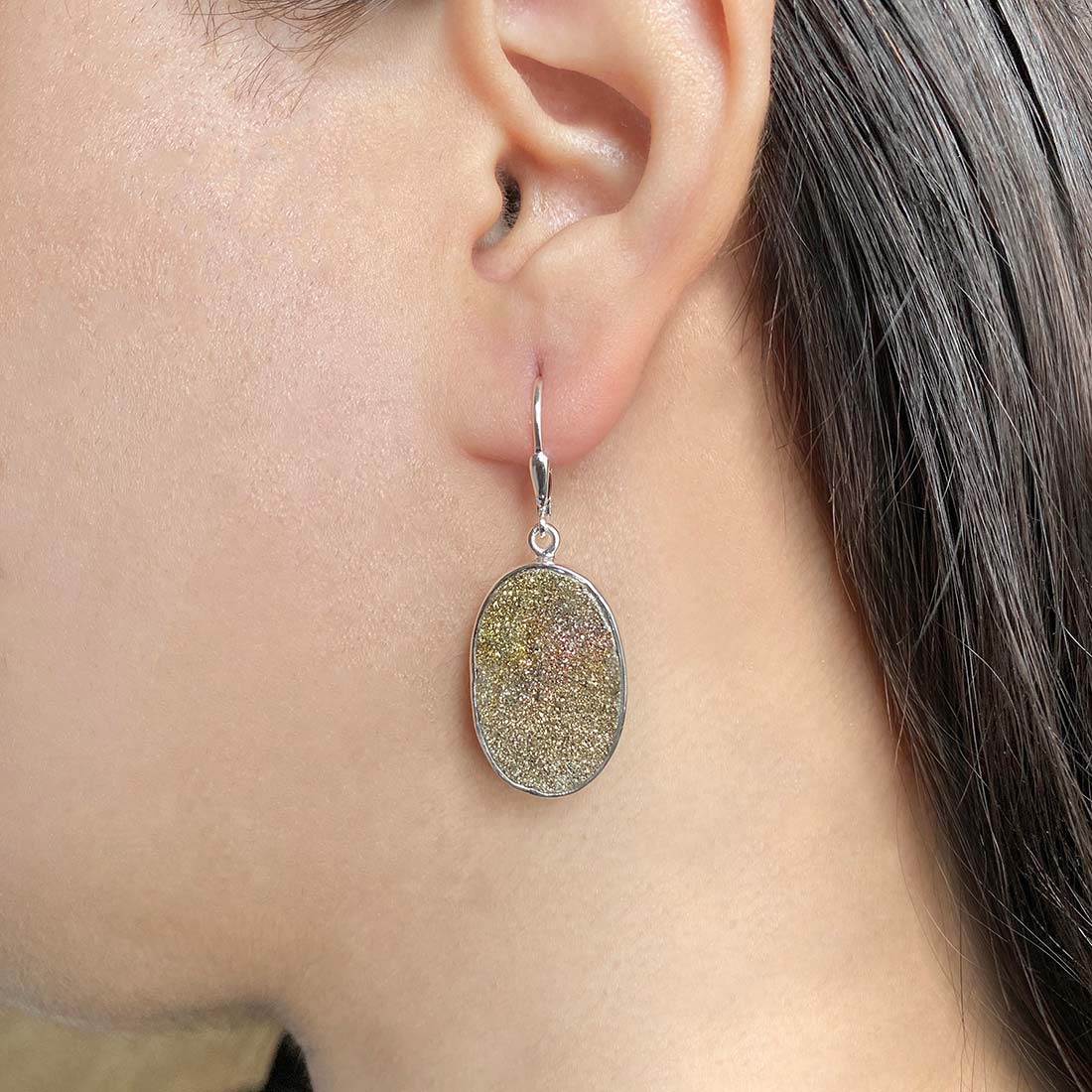 Spectropyrite Druzy Earring-(SPD-E-23.)