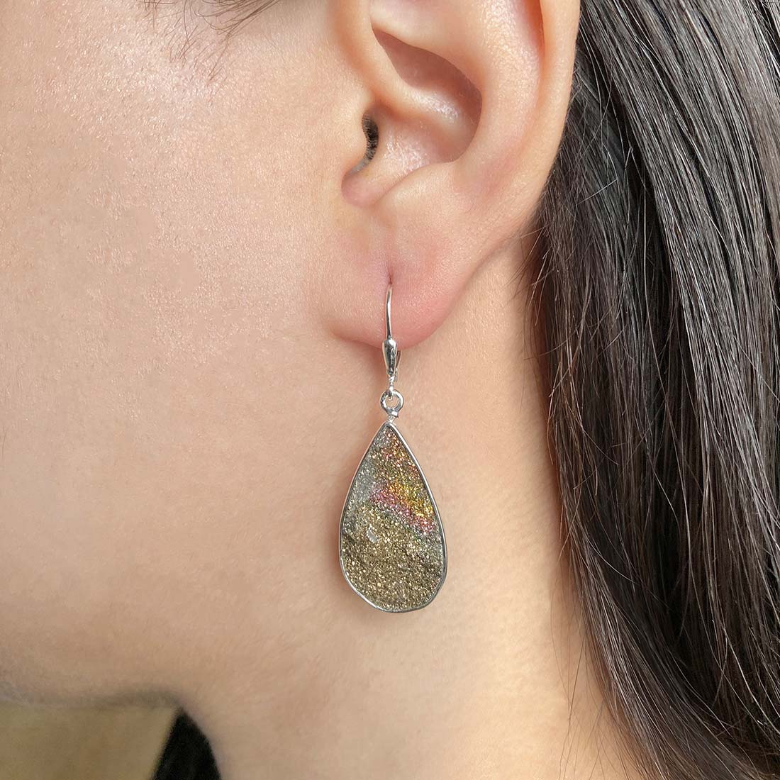 Spectropyrite Druzy Earring-(SPD-E-24.)