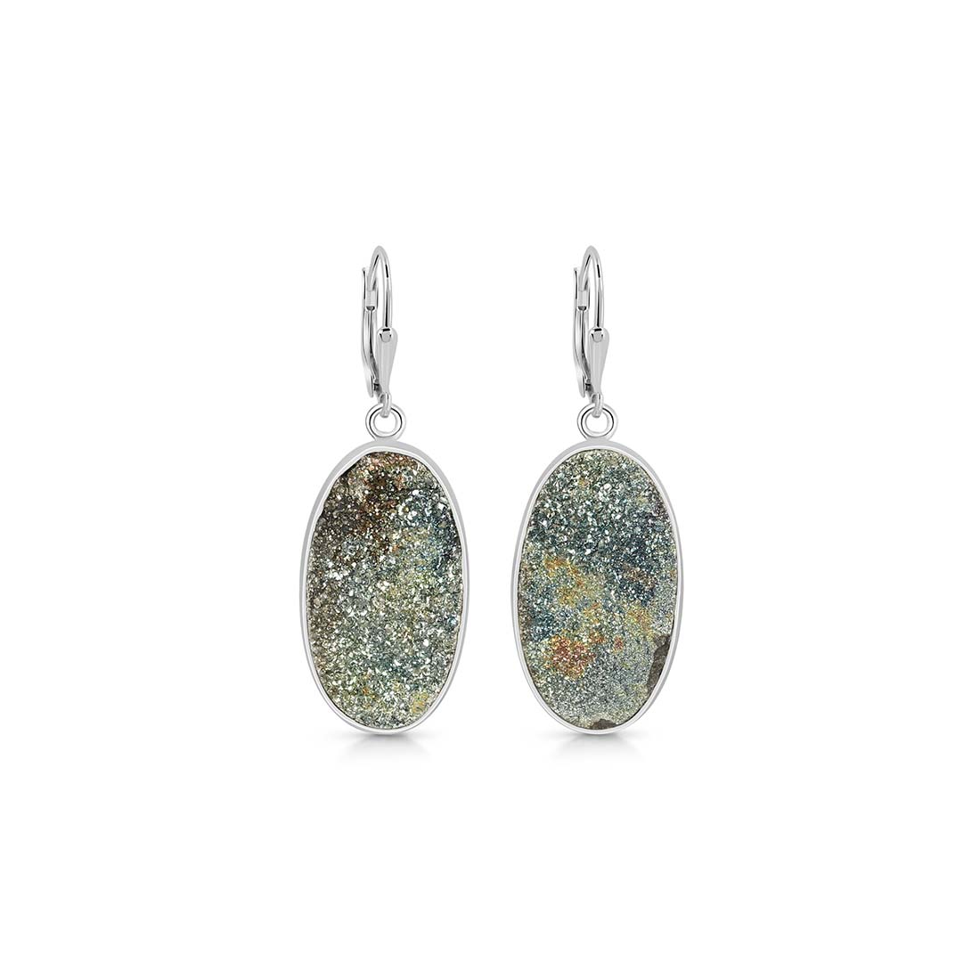 Spectropyrite Druzy Earring-(SPD-E-27.)