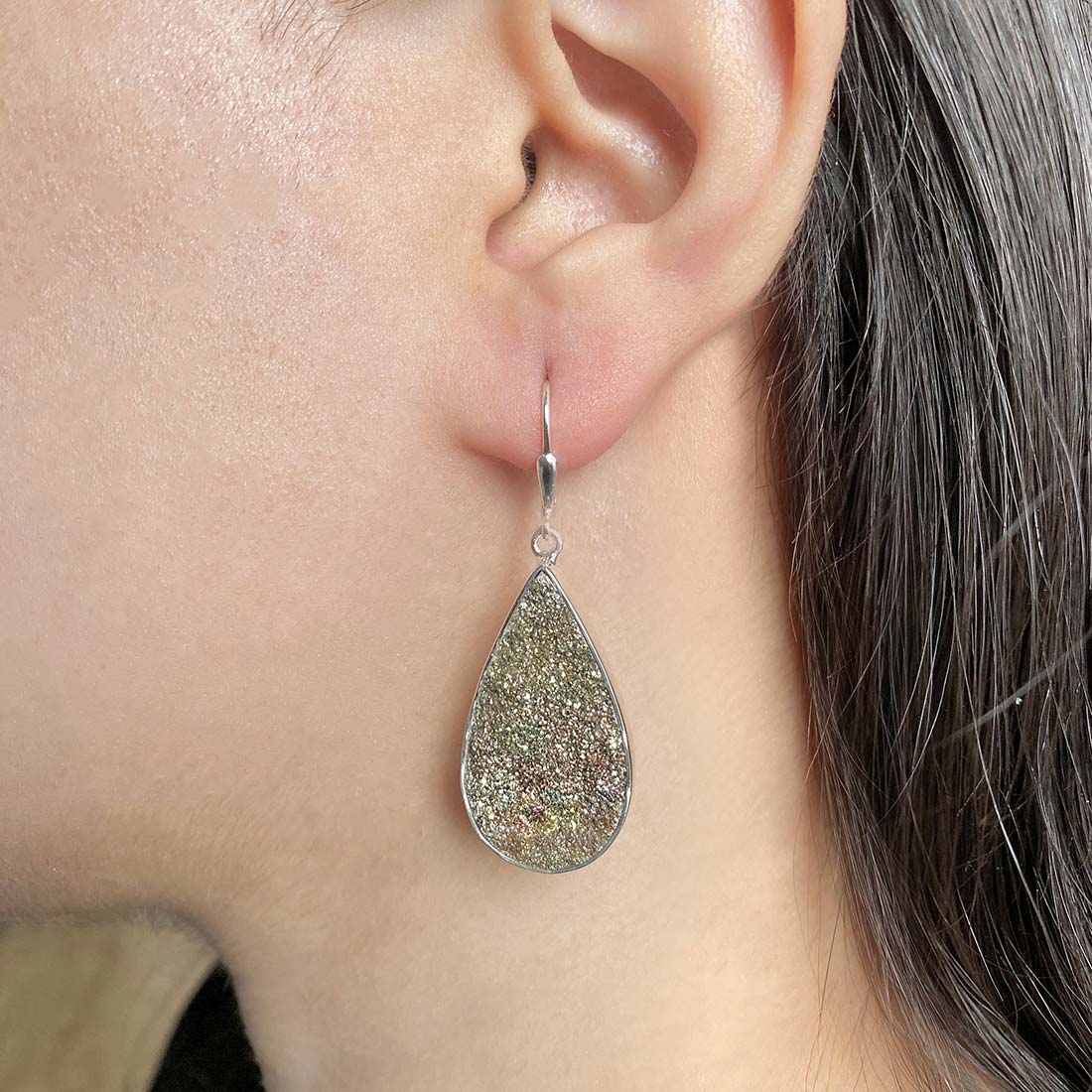 Spectropyrite Druzy Earring-(SPD-E-29.)