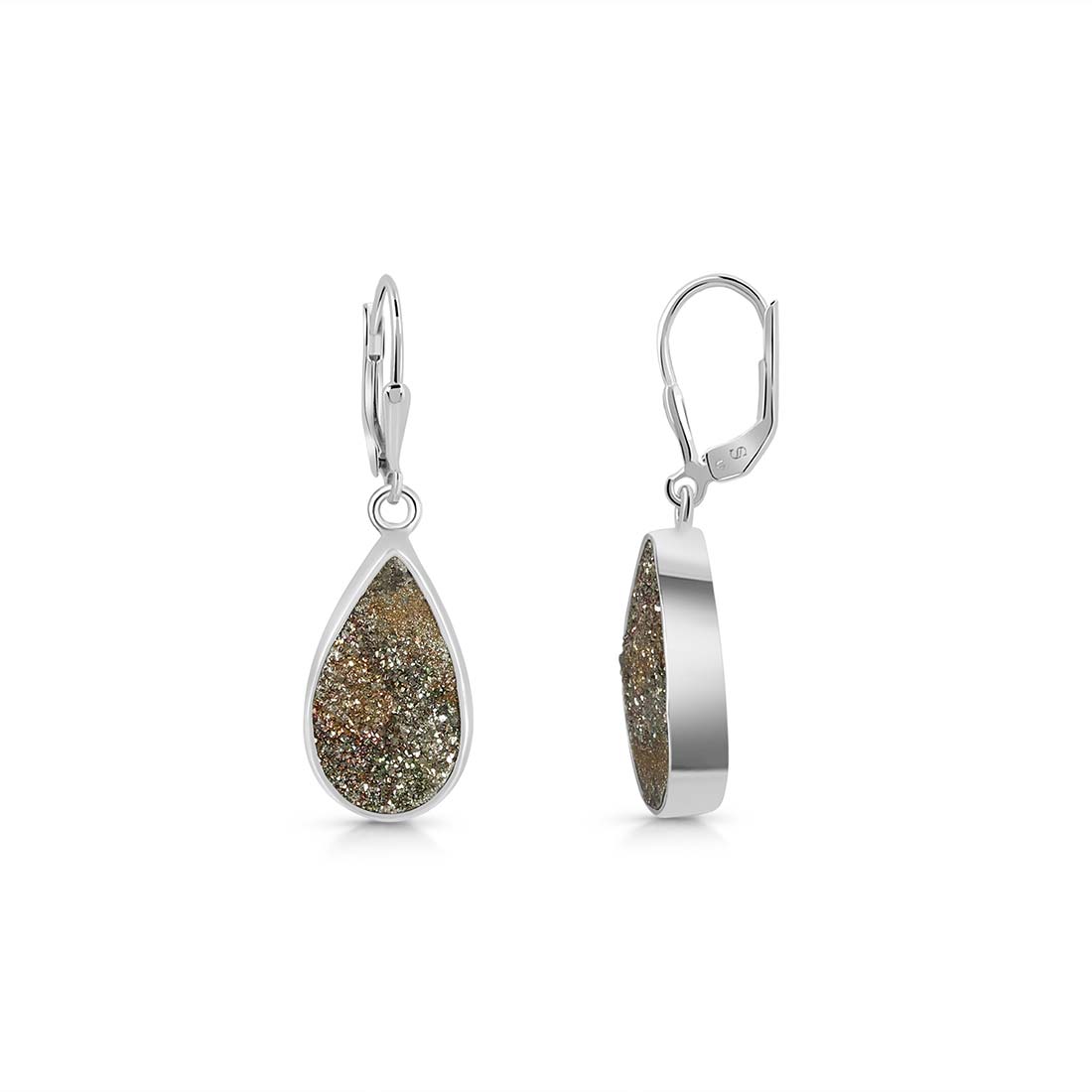 Spectropyrite Druzy Earring-(SPD-E-3.)