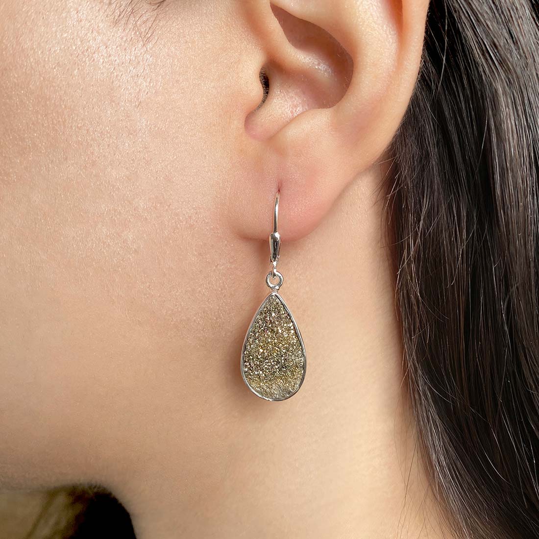 Spectropyrite Druzy Earring-(SPD-E-3.)