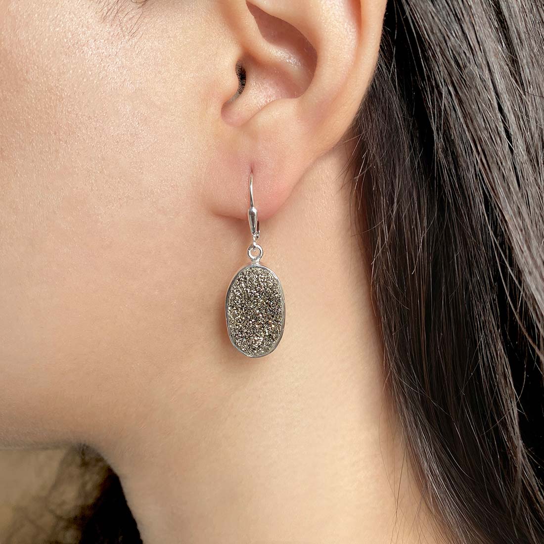 Spectropyrite Druzy Earring-(SPD-E-4.)