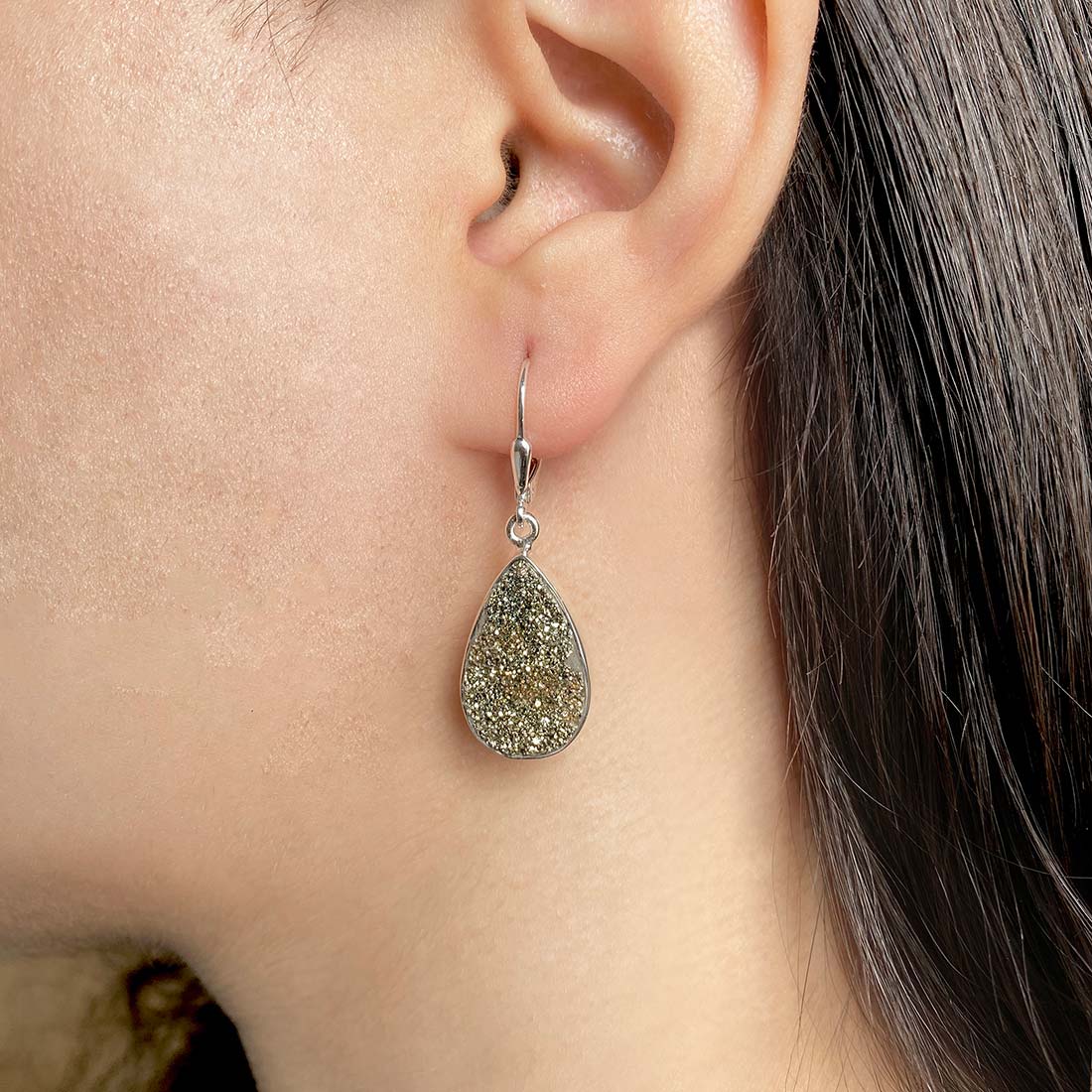 Spectropyrite Druzy Earring-(SPD-E-5.)