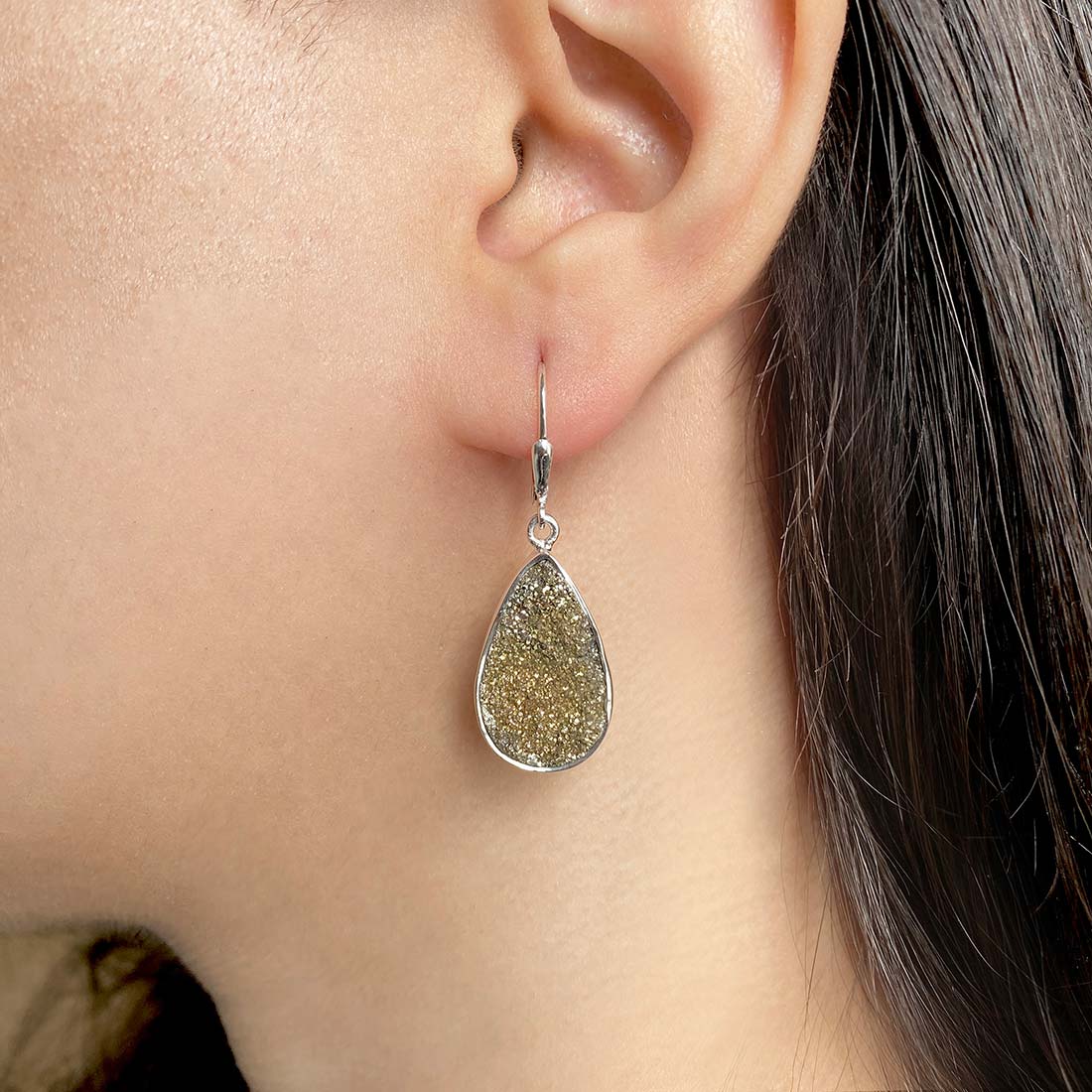 Spectropyrite Druzy Earring-(SPD-E-8.)