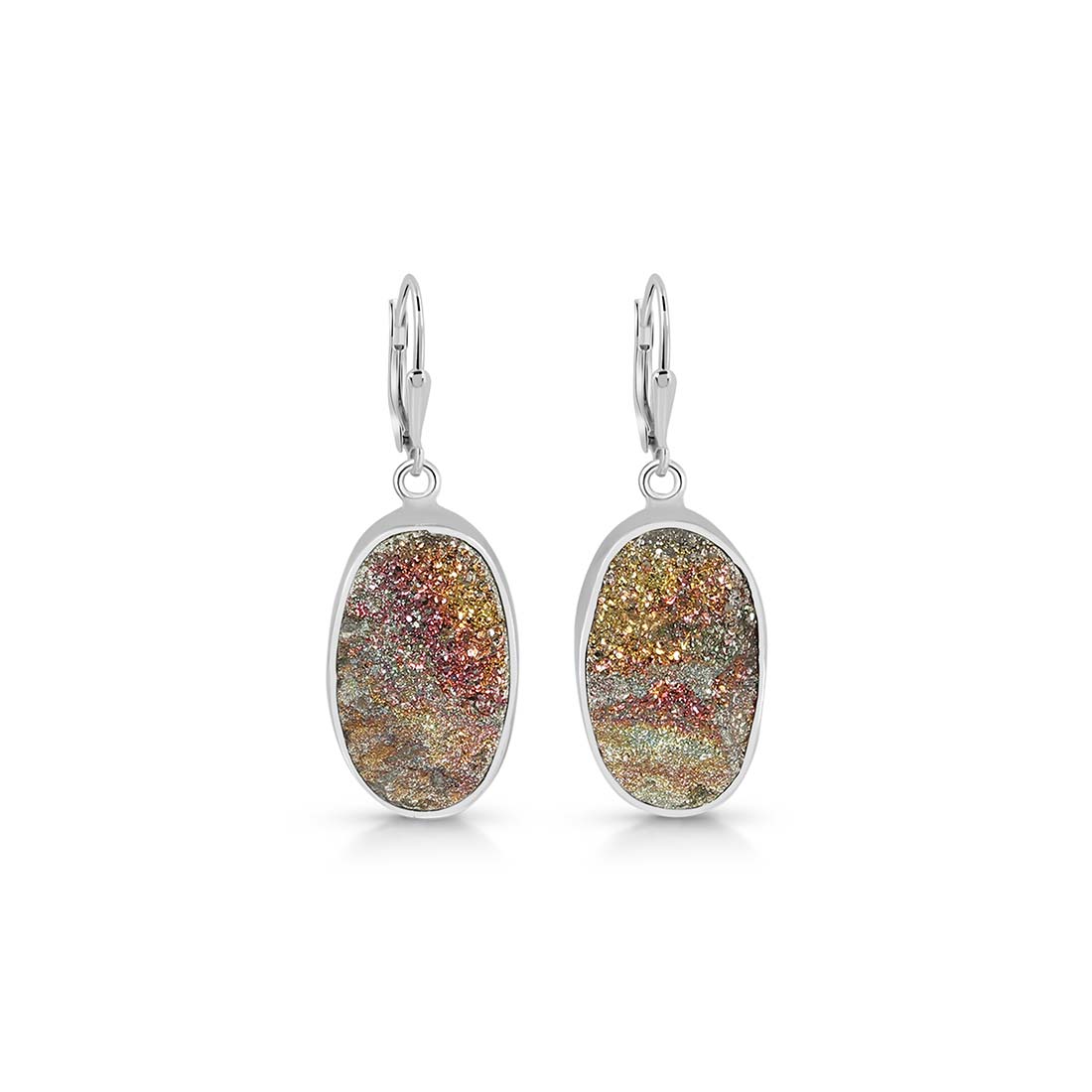 Spectropyrite Druzy Earring-(SPD-E-9.)